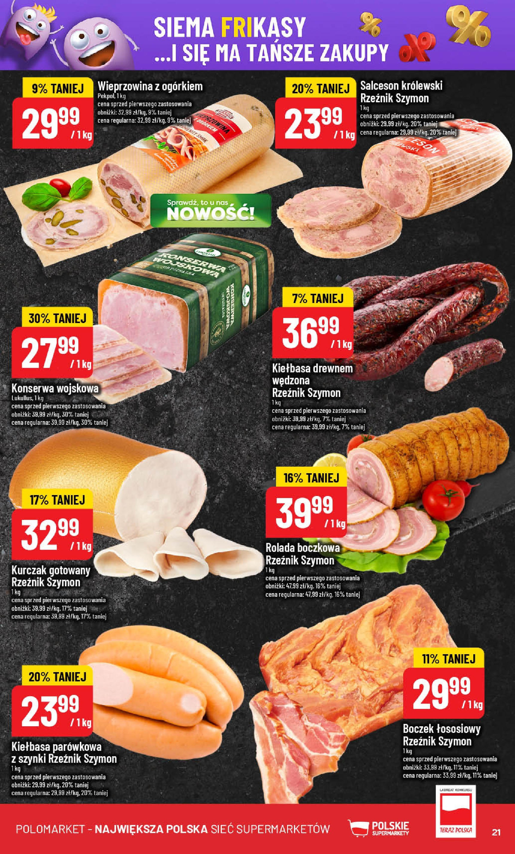 POLOmarket gazetka od jutra (13.08.2025) - Nowa PDF | Strona: 21 | Produkty: Kiełbasa, Rolada, Boczek, Wieprzowina
