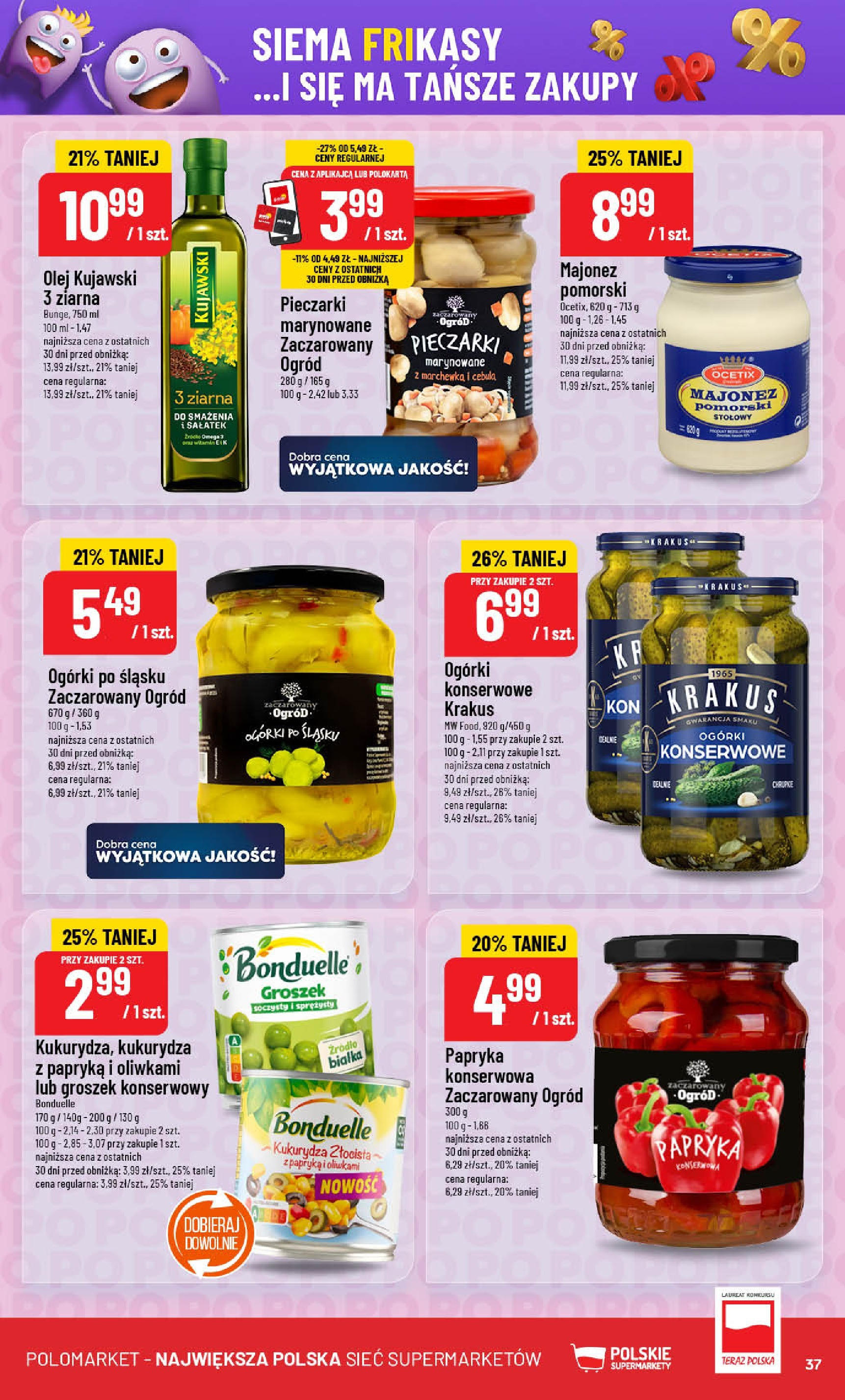 POLOmarket gazetka od jutra (13.08.2025) - Nowa PDF | Strona: 37 | Produkty: Papryka, Olej kujawski, Marchewka, Ogórki konserwowe