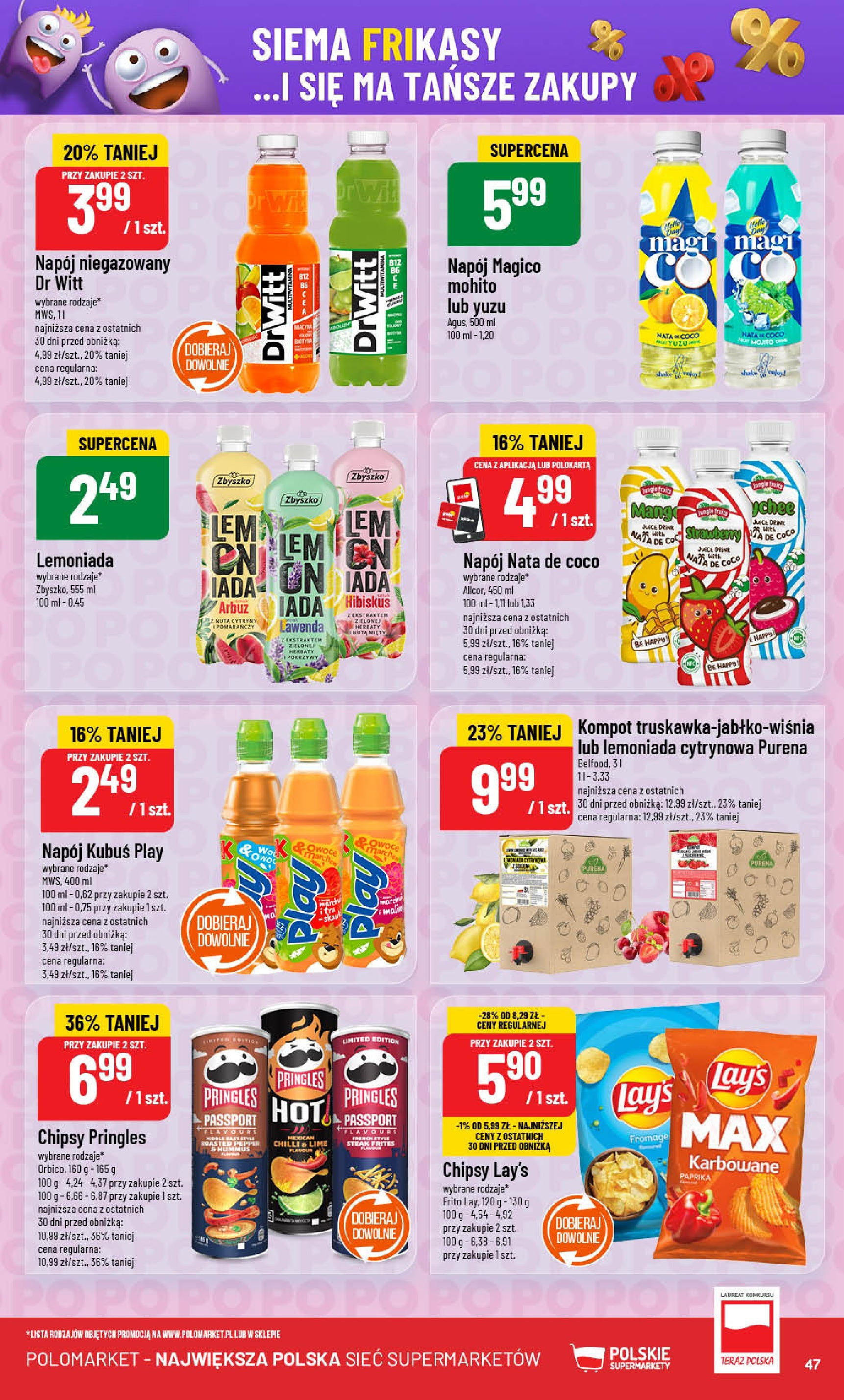 POLOmarket gazetka od jutra (13.08.2025) - Nowa PDF | Strona: 47 | Produkty: Chipsy pringles, Cytryny, Pringles, Owoce