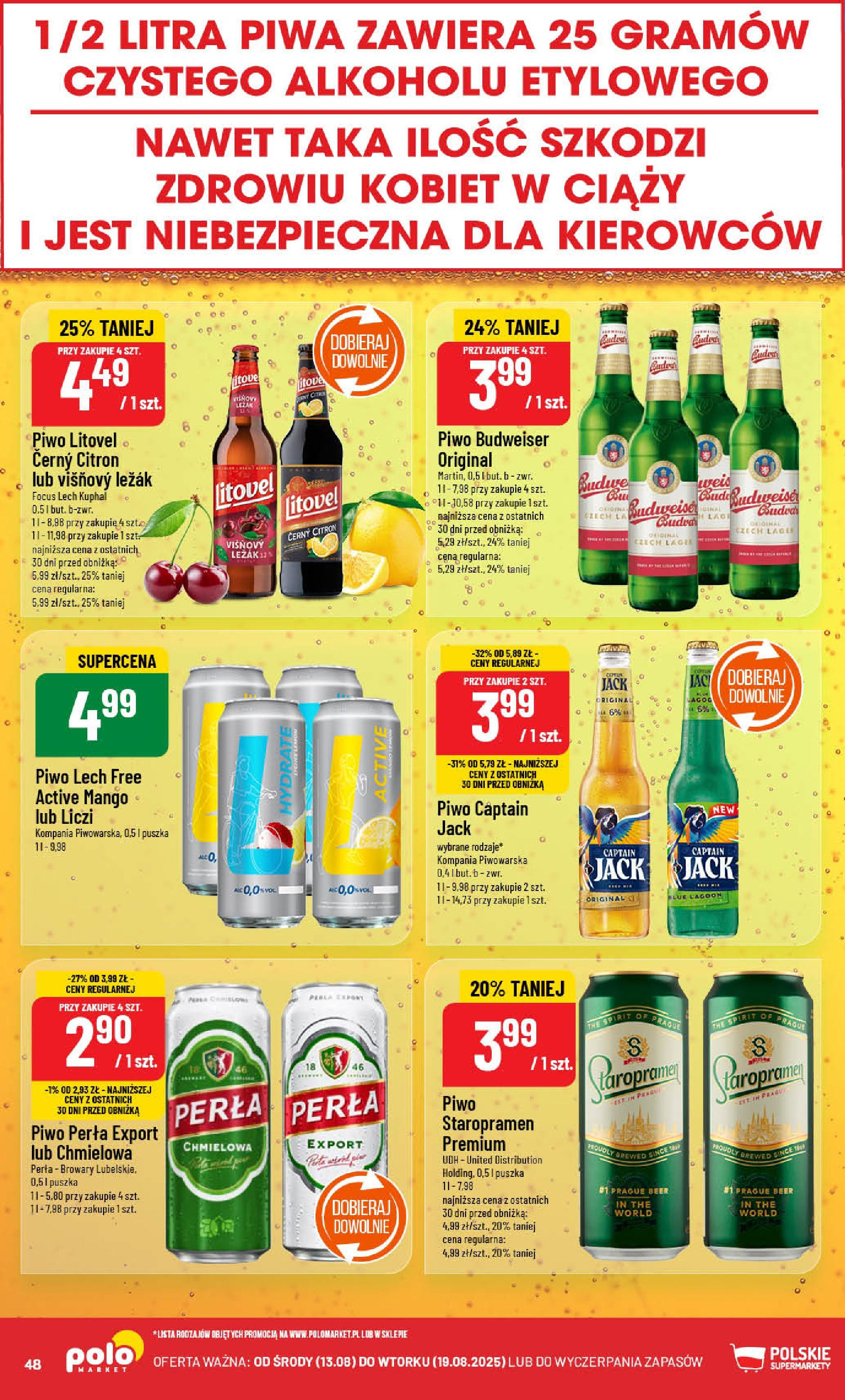 POLOmarket gazetka od jutra (13.08.2025) - Nowa PDF | Strona: 48 | Produkty: Mango, Leżak, Piwo perła, Piwo