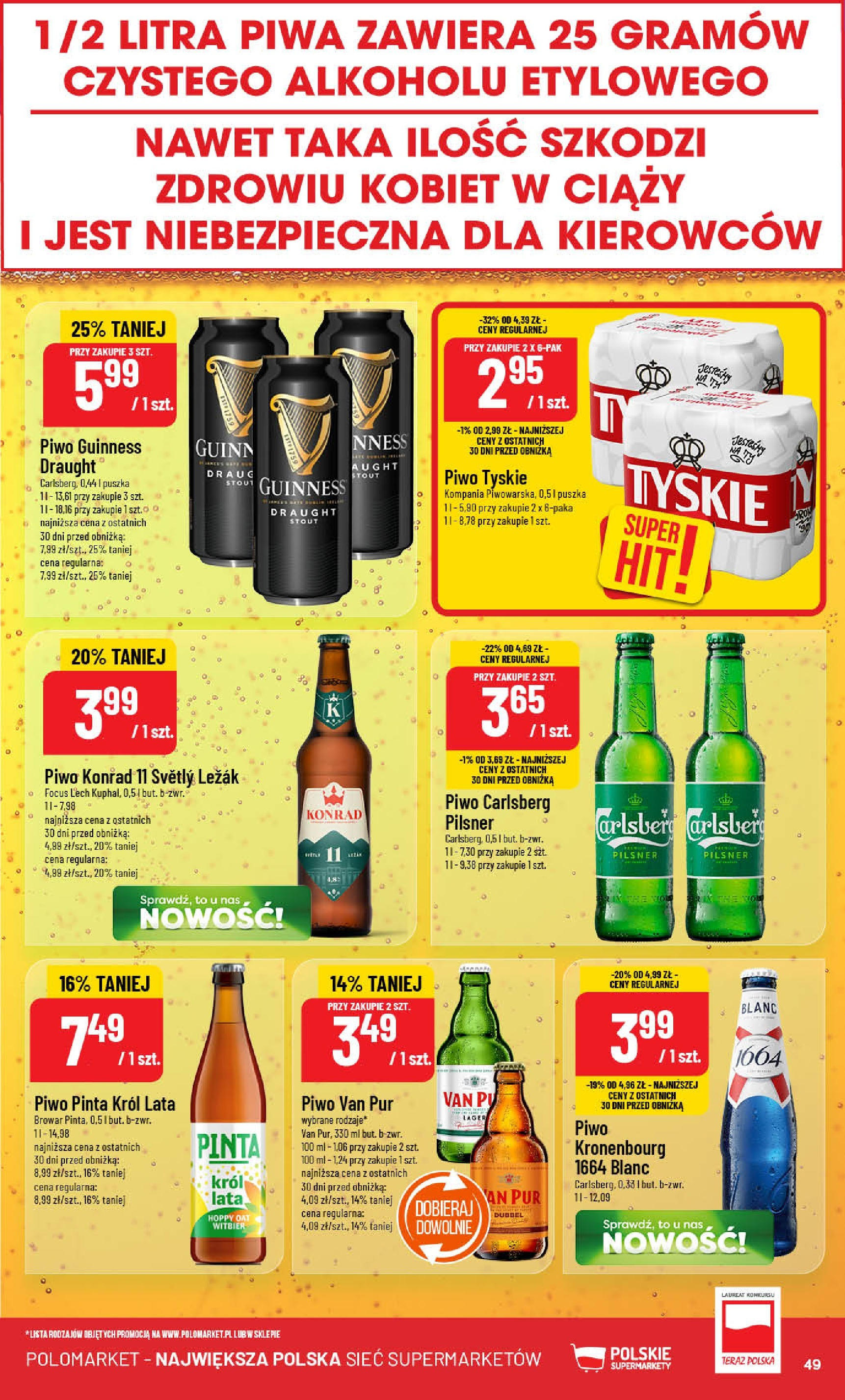 POLOmarket gazetka od jutra (13.08.2025) - Nowa PDF | Strona: 49 | Produkty: Guinness, Tyskie, Piwo Carlsberg, Piwo