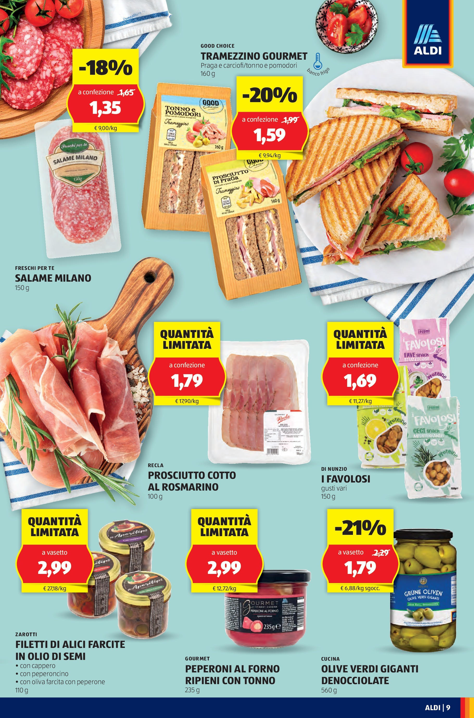 Nuovo Aldi - Questa settimana da ALDI... dal 17/08/2025 > offerte anteprima 🛍️ | Pagina: 9 | Prodotti: Prosciutto Cotto, Prosciutto, Tonno, Alici
