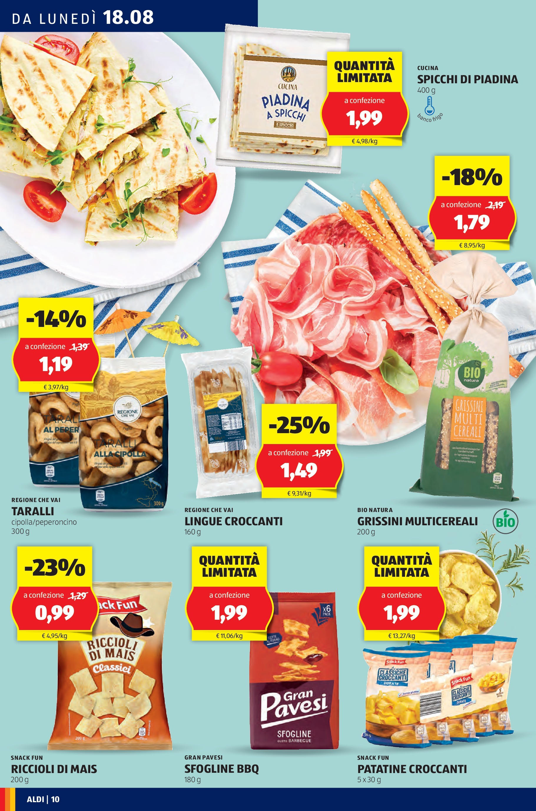 Nuovo Aldi - Questa settimana da ALDI... dal 17/08/2025 > offerte anteprima 🛍️ | Pagina: 10 | Prodotti: Patatine, Piadina, Taralli, Grissini