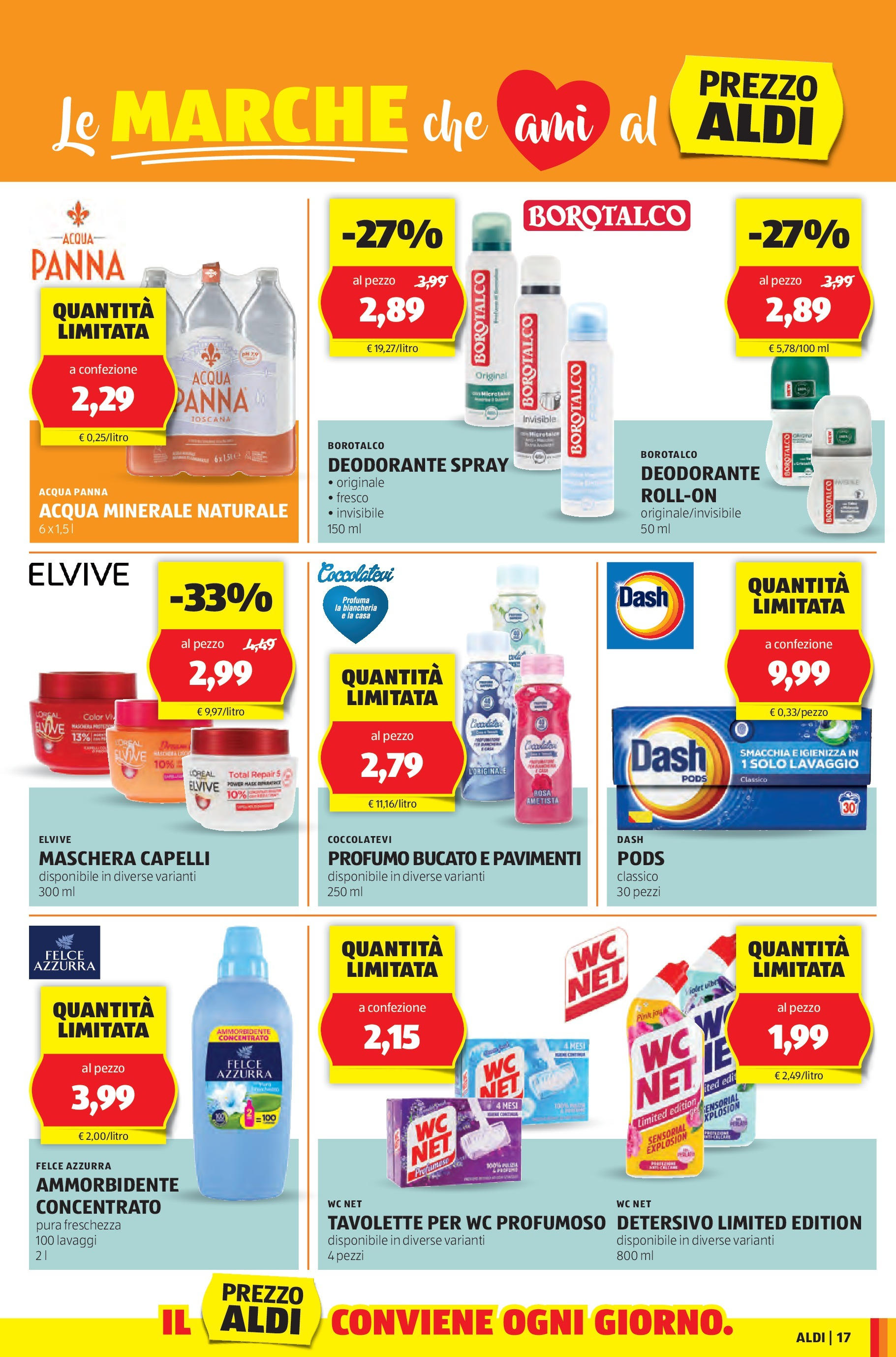 Nuovo Aldi - Questa settimana da ALDI... dal 17/08/2025 > offerte anteprima 🛍️ | Pagina: 17 | Prodotti: Ammorbidente, Panna, WC, Profumo