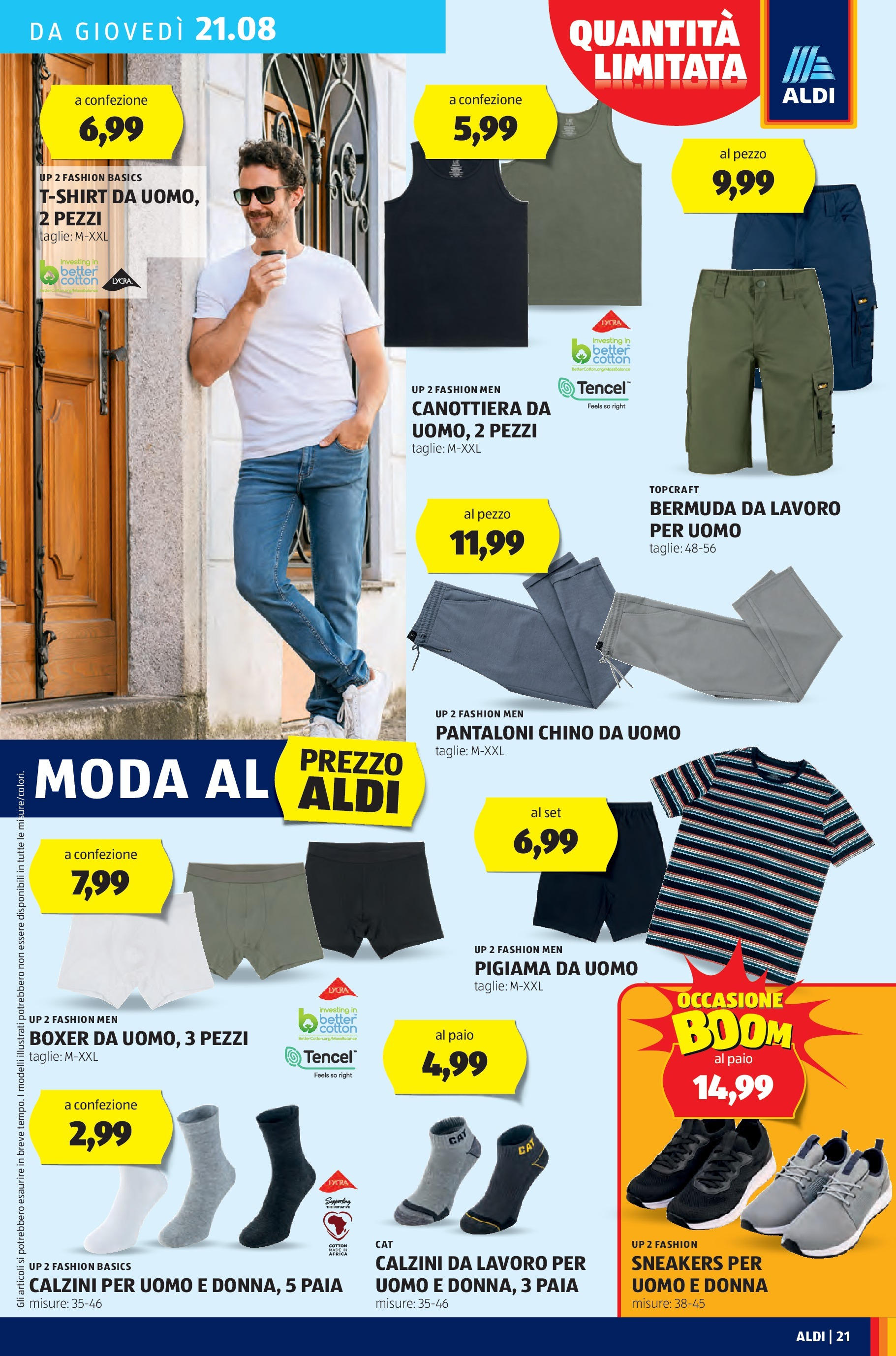 Nuovo Aldi - Questa settimana da ALDI... dal 17/08/2025 > offerte anteprima 🛍️ | Pagina: 21 | Prodotti: Pantaloni, Calzini, Boxer, Top