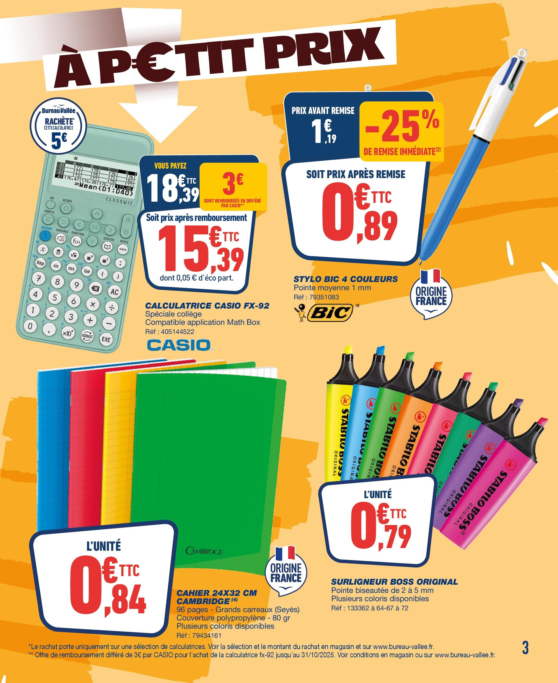 Bureau Vallée - On pulvérise les prix ! à partir du 17/08/2025 - promo en ligne | Page: 3 | Produits: Bureau, Calculatrice, Porte, Surligneur Bureau Vallée - On pulvérise les prix ! à partir du 17/08/2025 - promo en ligne | Page: 3 | Produits: Bureau, Calculatrice, Porte, Surligneur