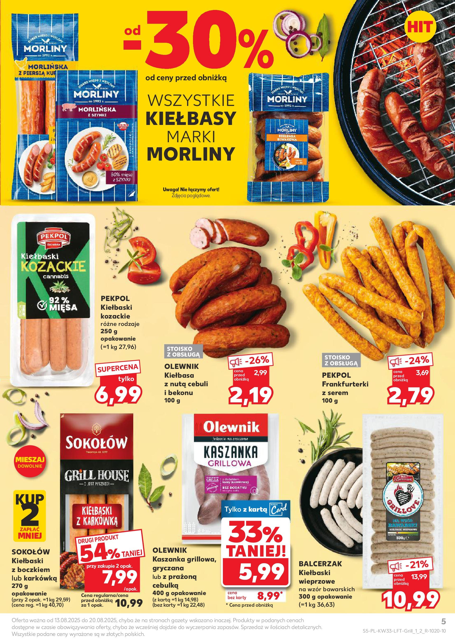 Kaufland gazetka (13.08.2025) - od jutra | Strona: 5 | Produkty: Karta, Karkówka, Grill, Kaszanka Kaufland gazetka od 13.08.2025 - od jutra PDF | Strona: 5 | Produkty: Karta, Karkówka, Grill, Kaszanka