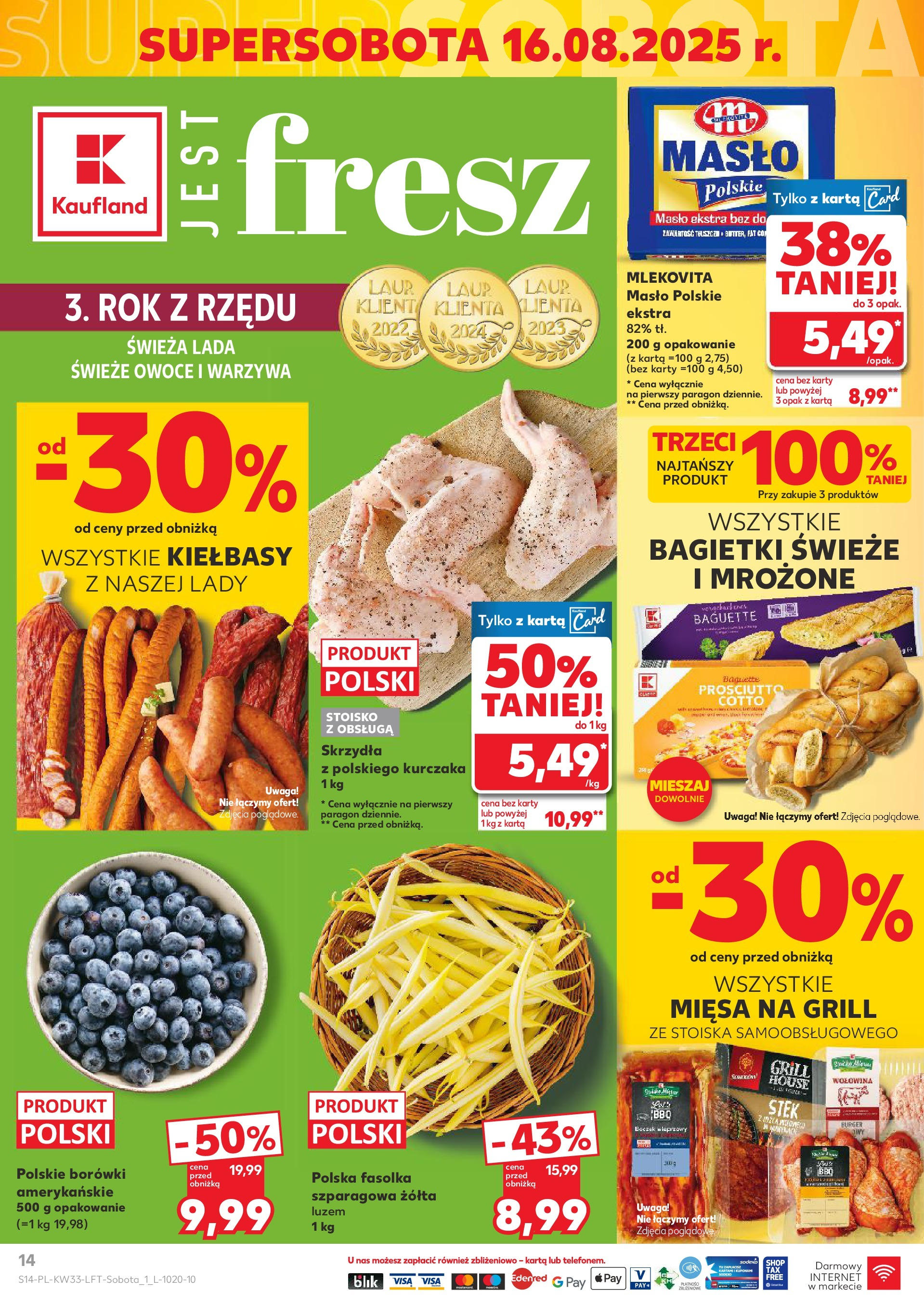 Kaufland gazetka (13.08.2025) - od jutra | Strona: 14 | Produkty: Karta, Masło Polskie, Warzywa, Owoce Kaufland gazetka od 13.08.2025 - od jutra PDF | Strona: 14 | Produkty: Karta, Masło Polskie, Warzywa, Owoce