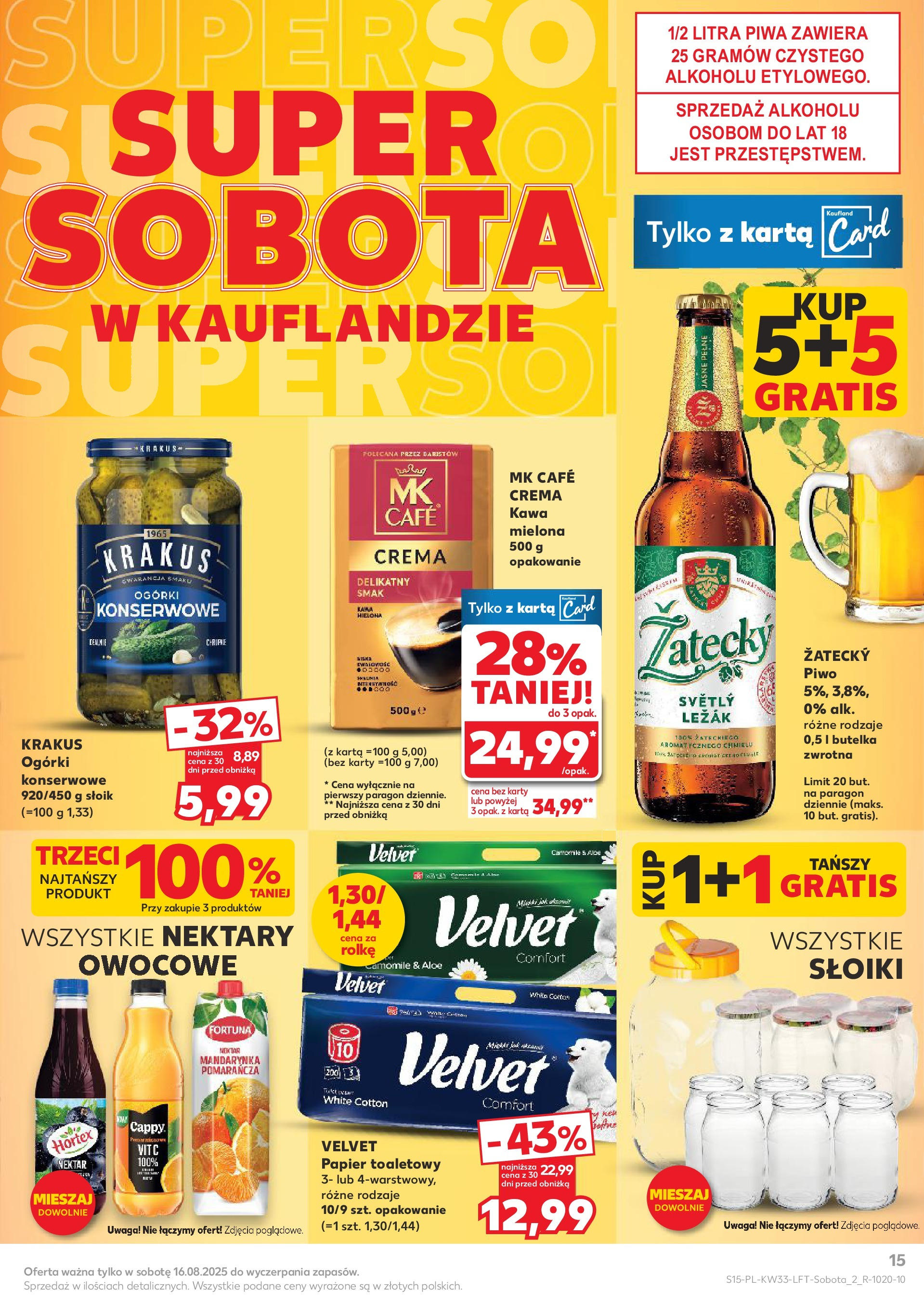 Kaufland gazetka (13.08.2025) - od jutra | Strona: 15 | Produkty: Karta, Kawa, Piwo, Ogórki Kaufland gazetka od 13.08.2025 - od jutra PDF | Strona: 15 | Produkty: Karta, Kawa, Piwo, Ogórki