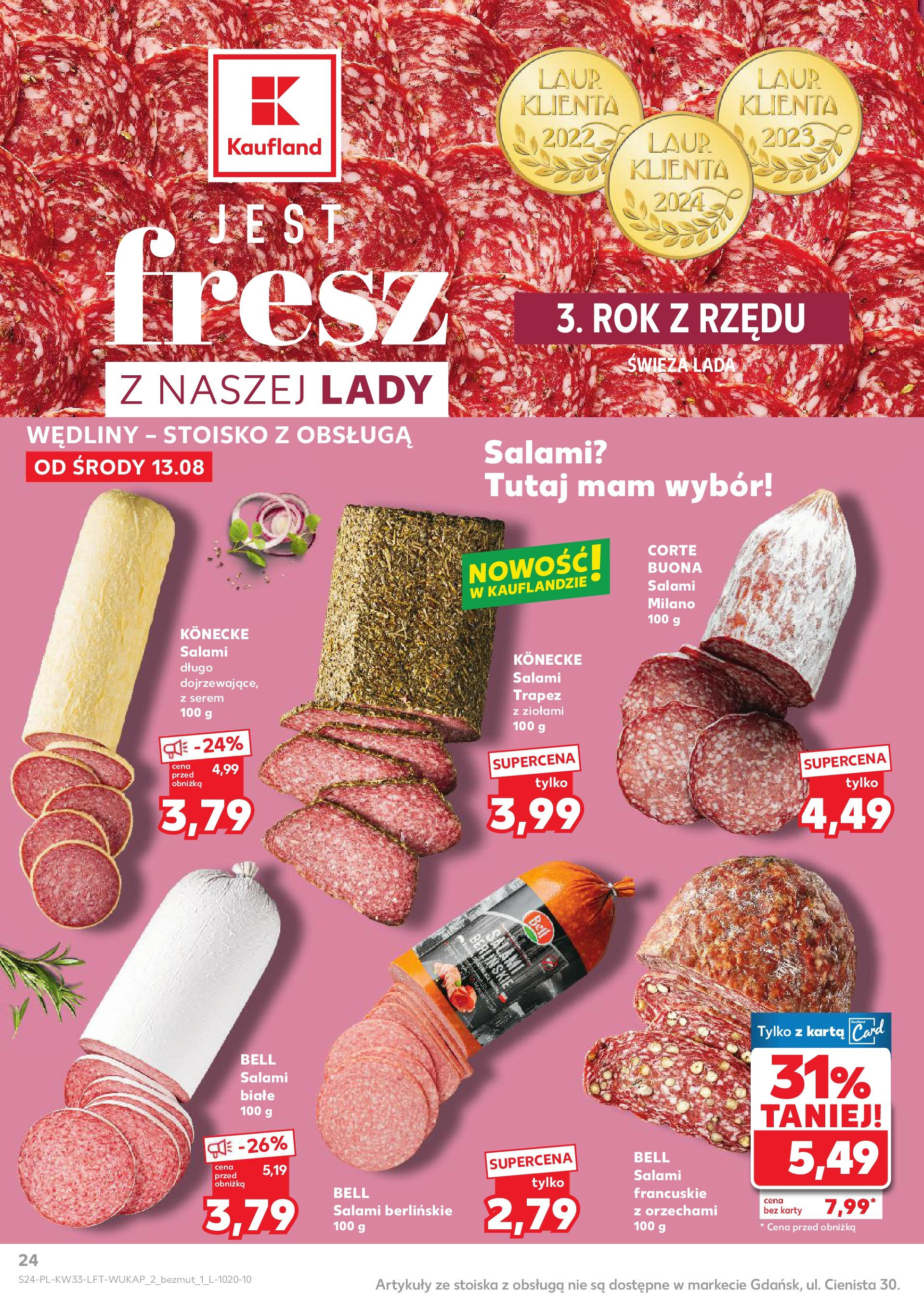 Kaufland gazetka (13.08.2025) - od jutra | Strona: 24 | Produkty: Karta, Bell, Salami, Wędliny Kaufland gazetka od 13.08.2025 - od jutra PDF | Strona: 24 | Produkty: Karta, Bell, Salami, Wędliny