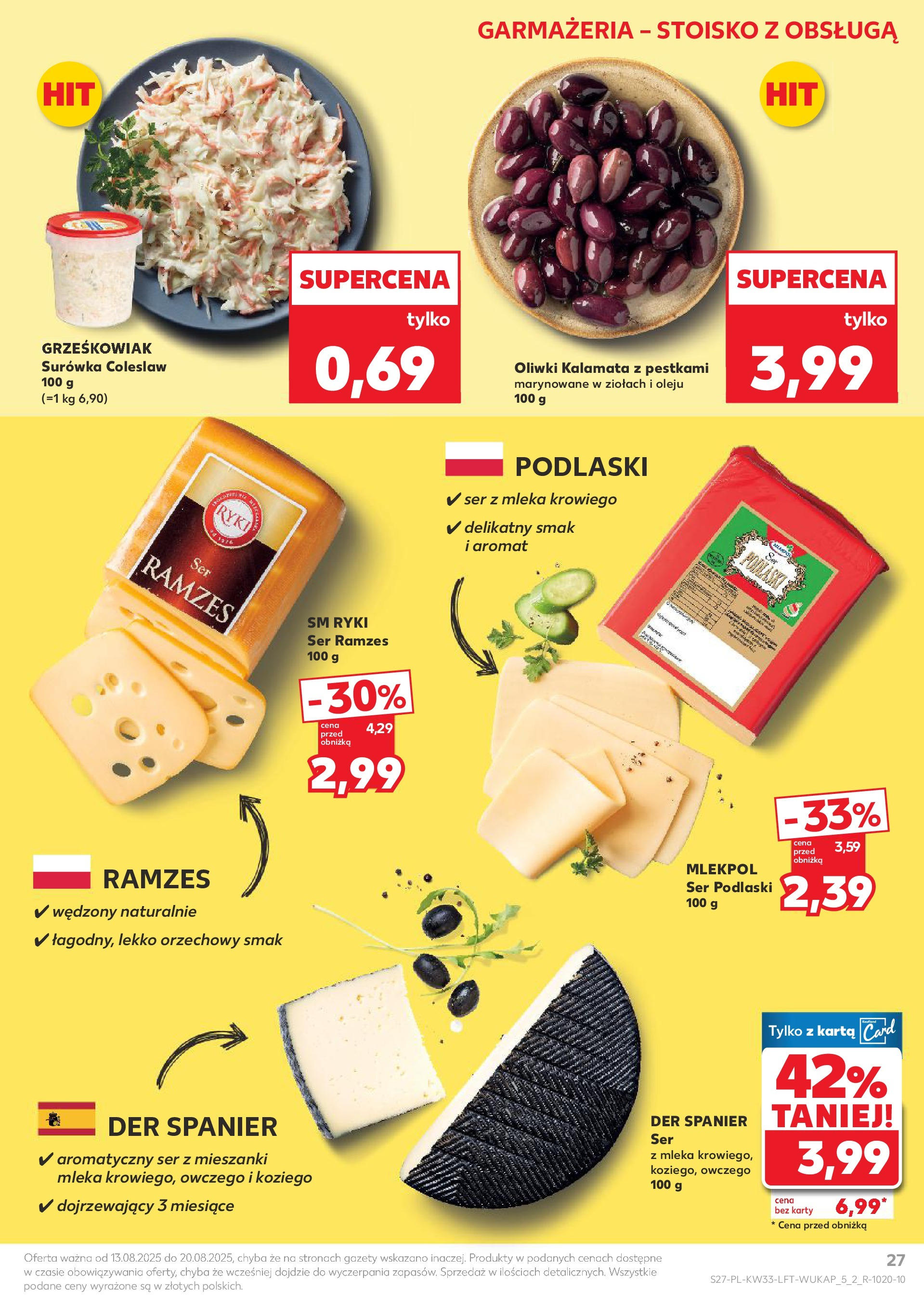 Kaufland gazetka (13.08.2025) - od jutra | Strona: 27 | Produkty: Karta, Mleka, Ser, Surówka colesław Kaufland gazetka od 13.08.2025 - od jutra PDF | Strona: 27 | Produkty: Karta, Mleka, Ser, Surówka colesław