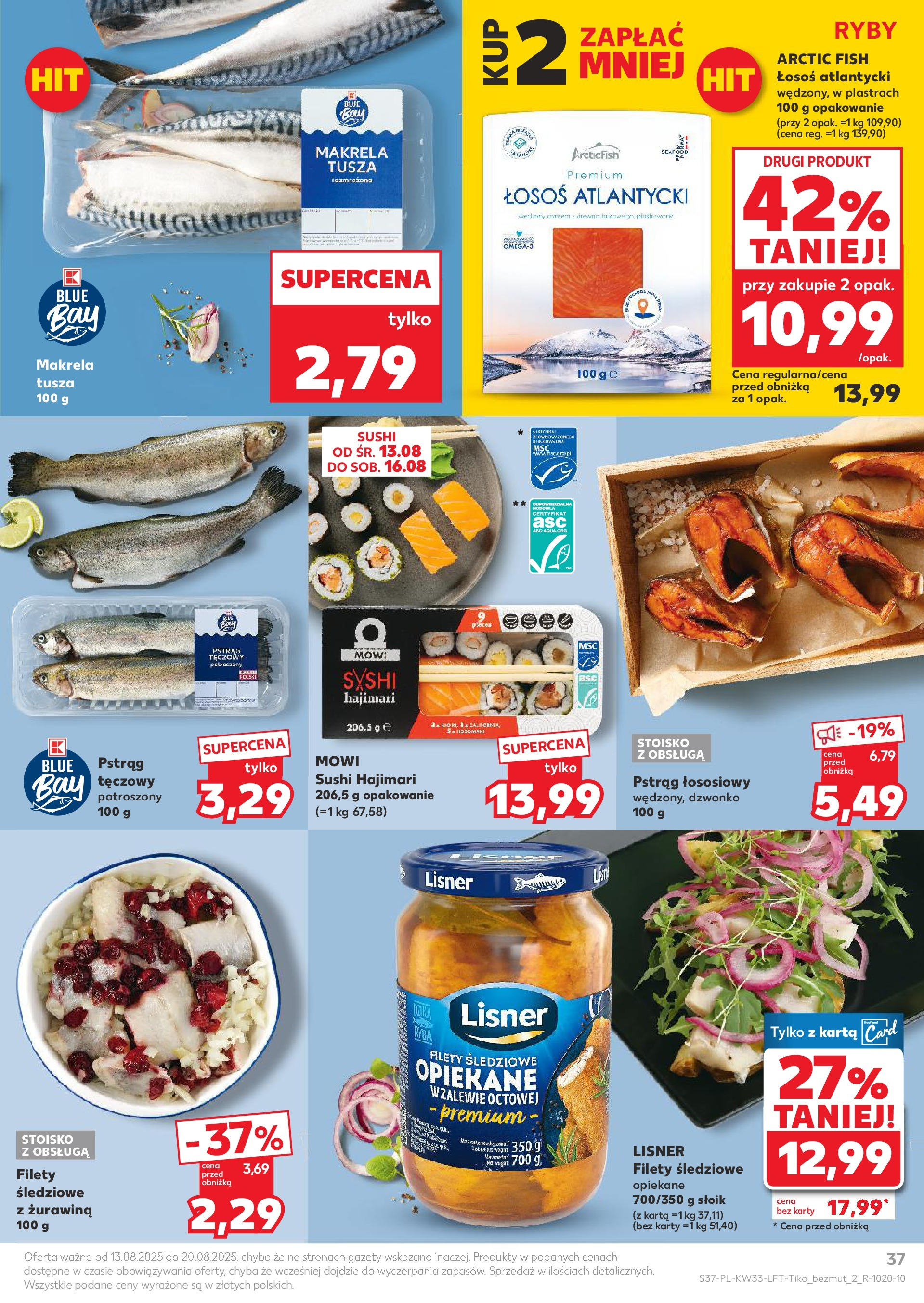 Kaufland gazetka (13.08.2025) - od jutra | Strona: 37 | Produkty: Pstrąg tęczowy, Makrela, Łosoś, Żurawina Kaufland gazetka od 13.08.2025 - od jutra PDF | Strona: 37 | Produkty: Pstrąg tęczowy, Makrela, Łosoś, Żurawina