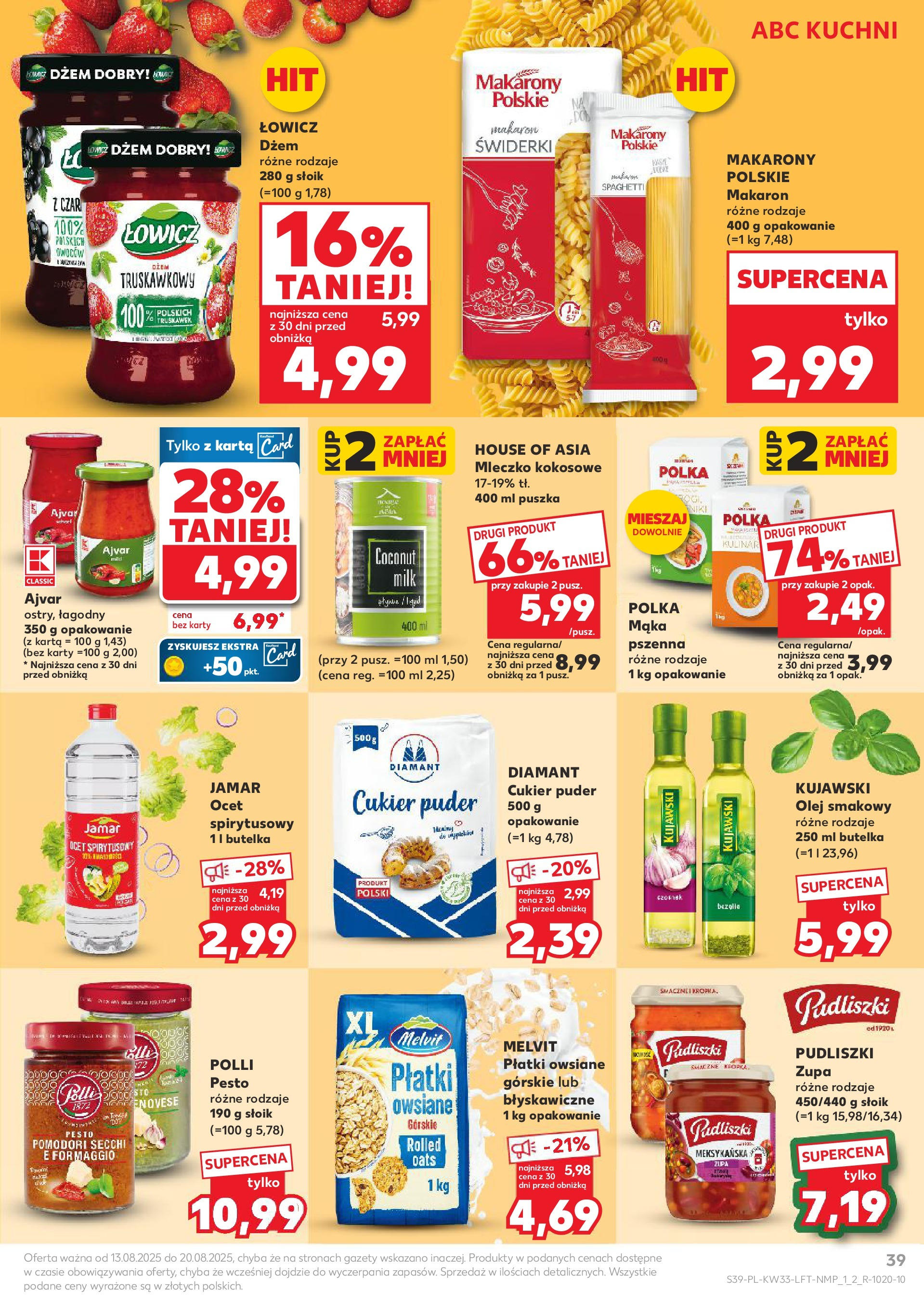 Kaufland gazetka (13.08.2025) - od jutra | Strona: 39 | Produkty: Pesto, Zupa, Makarony, Cukier Kaufland gazetka od 13.08.2025 - od jutra PDF | Strona: 39 | Produkty: Pesto, Zupa, Makarony, Cukier