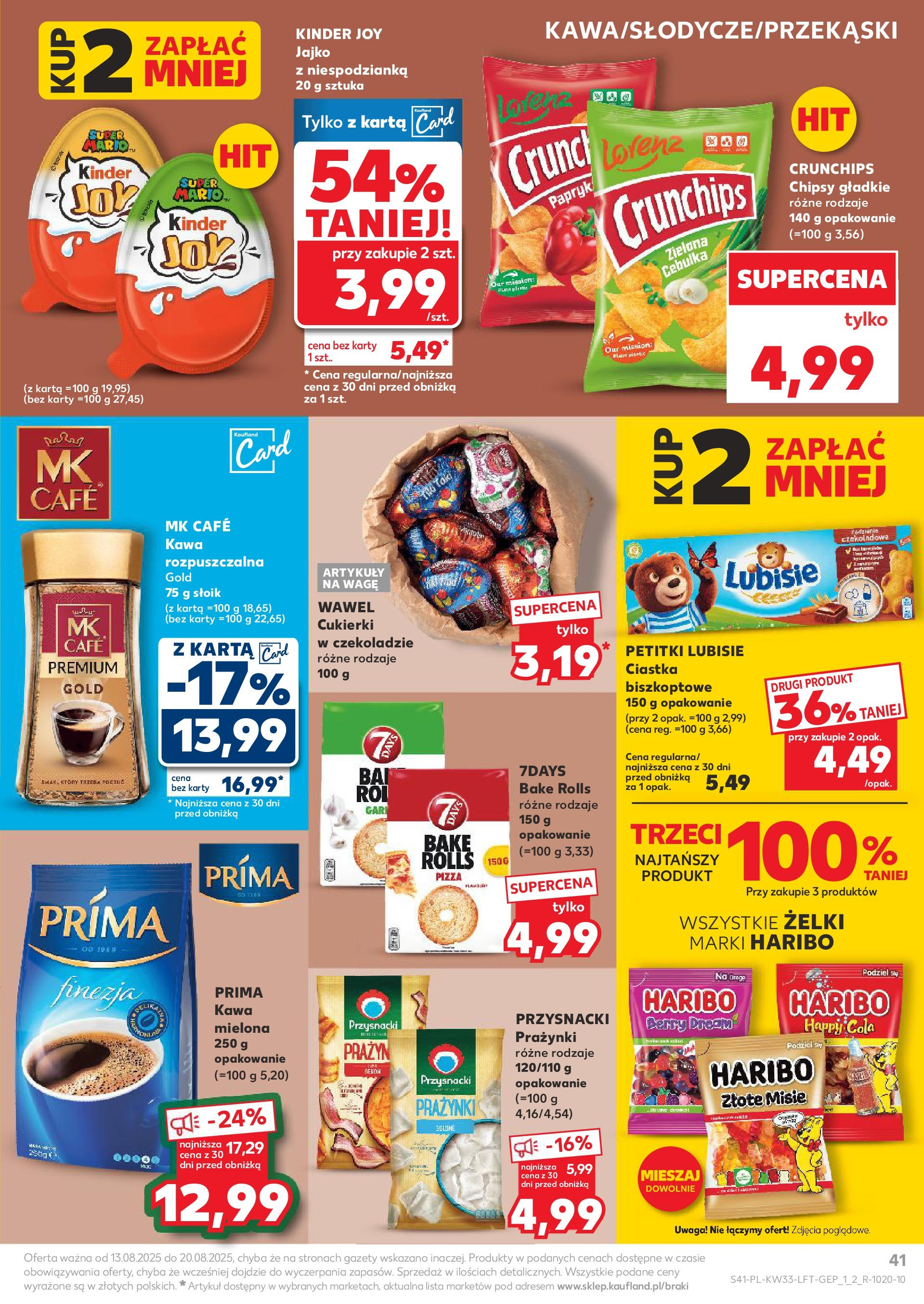Kaufland gazetka (13.08.2025) - od jutra | Strona: 41 | Produkty: Chipsy, Kinder Joy, Kawa, Pizza Kaufland gazetka od 13.08.2025 - od jutra PDF | Strona: 41 | Produkty: Chipsy, Kinder Joy, Kawa, Pizza