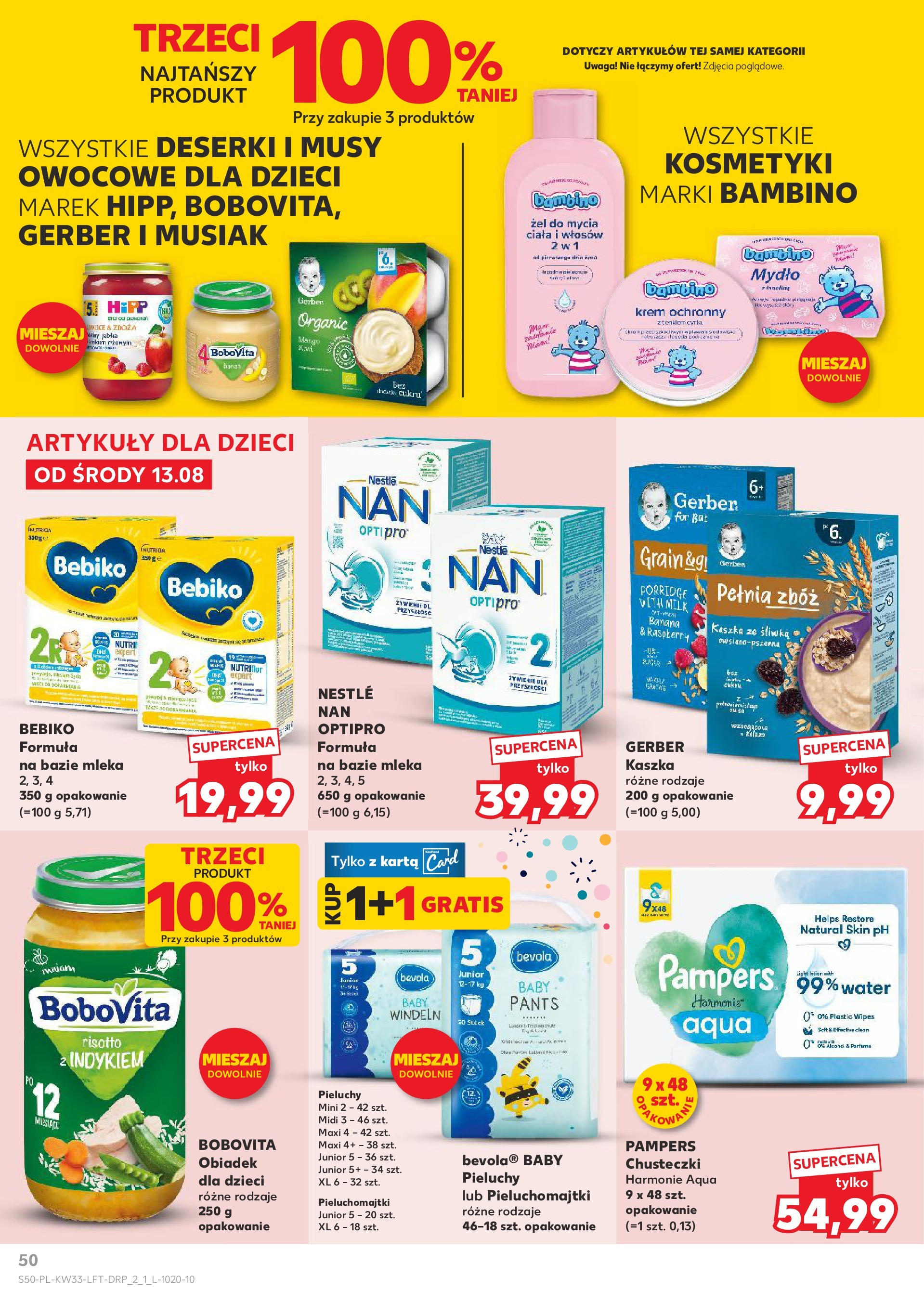 Kaufland gazetka (13.08.2025) - od jutra | Strona: 50 | Produkty: Kosmetyki, Mleka, Pieluchomajtki, Mydło Kaufland gazetka od 13.08.2025 - od jutra PDF | Strona: 50 | Produkty: Kosmetyki, Mleka, Pieluchomajtki, Mydło