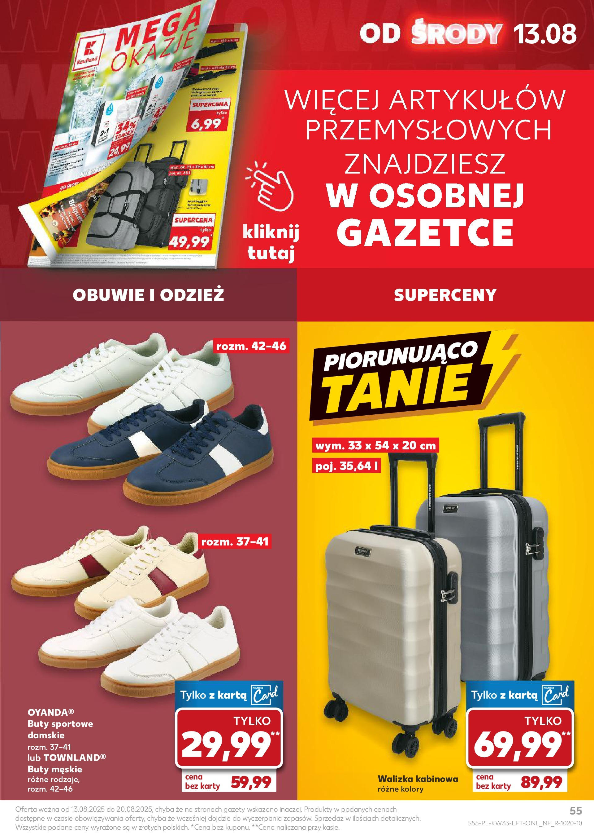 Kaufland gazetka (13.08.2025) - od jutra | Strona: 55 | Produkty: Buty sportowe, Buty, Walizka, Buty męskie Kaufland gazetka od 13.08.2025 - od jutra PDF | Strona: 55 | Produkty: Buty sportowe, Buty, Walizka, Buty męskie