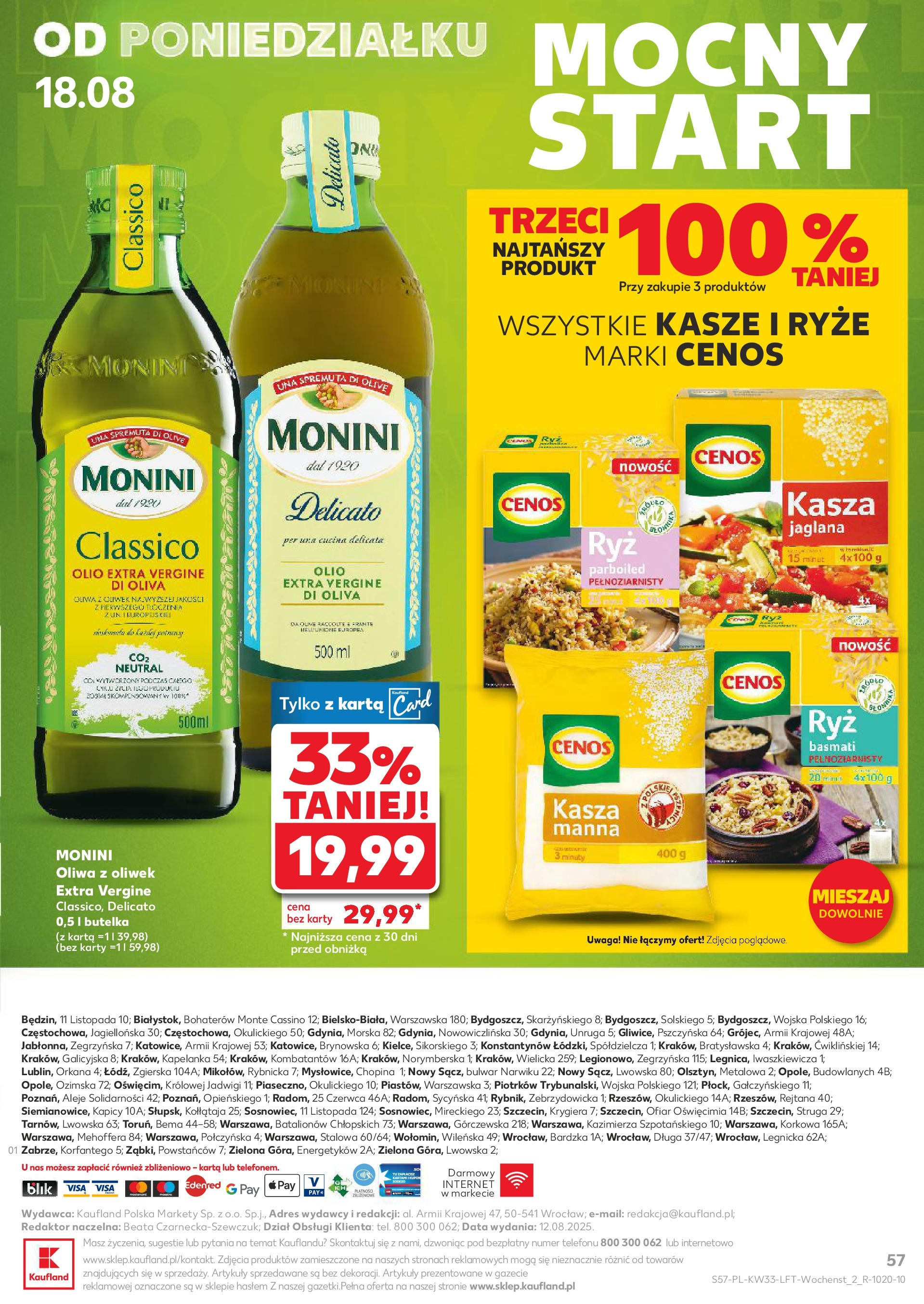 Kaufland gazetka (13.08.2025) - od jutra | Strona: 57 | Produkty: Karta, Kasza, Oliwa z oliwek Kaufland gazetka od 13.08.2025 - od jutra PDF | Strona: 57 | Produkty: Karta, Kasza, Oliwa z oliwek