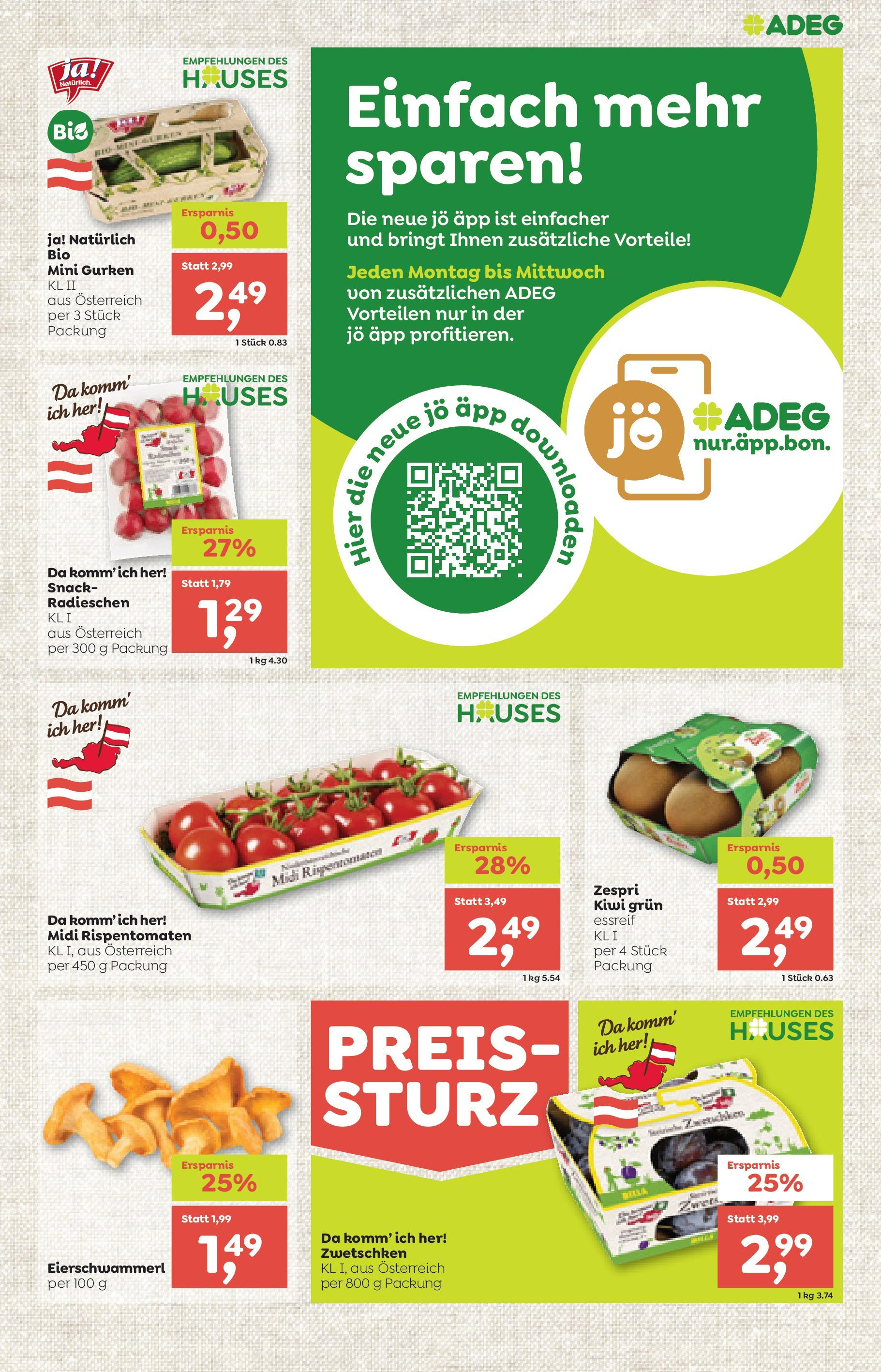 ADEG Wolfurt, Feldkirch, Nenzing von 21.08.2025 - Aktuelle Angebote | Seite: 5 | Produkte: Kiwi, Gurken
