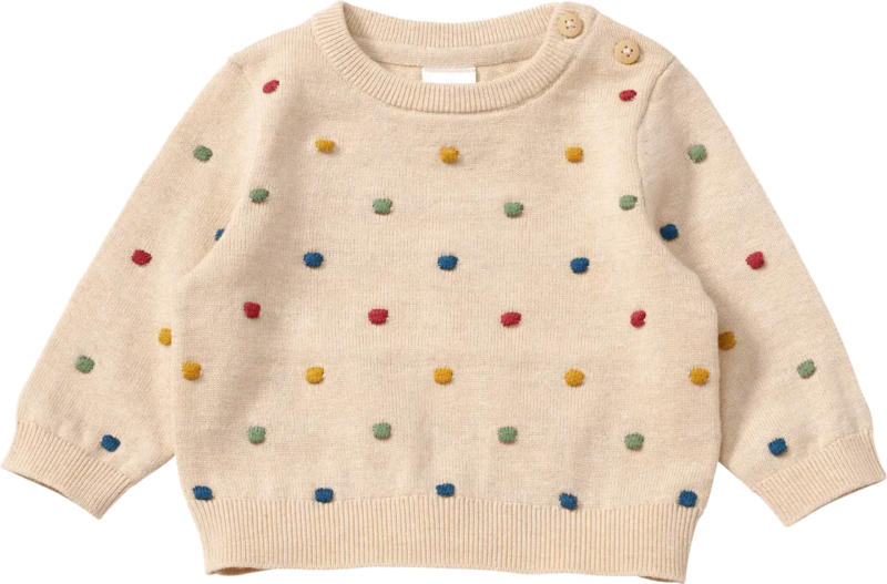 ALANA Pullover mit Noppen-Muster & Holzknöpfen, beige, Gr. 68