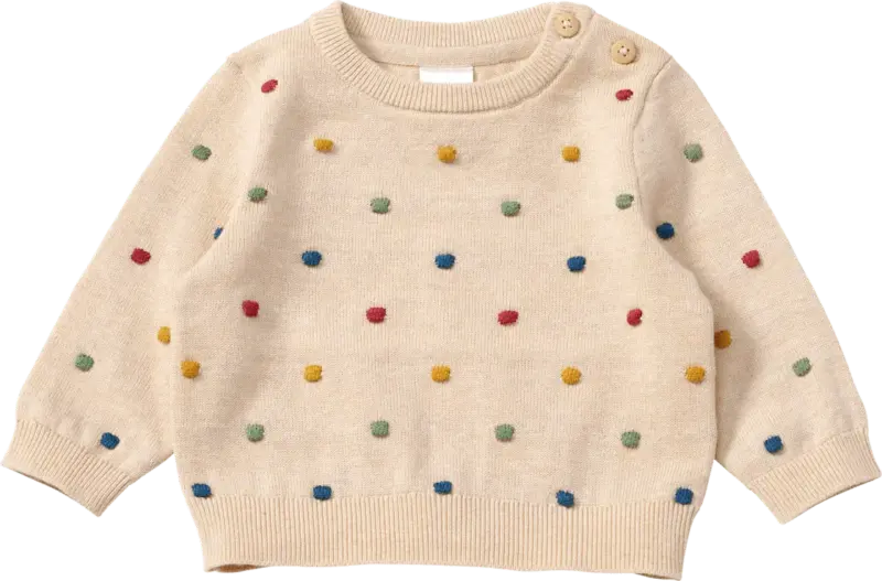 ALANA Pullover mit Noppen-Muster & Holzknöpfen, beige, Gr. 62