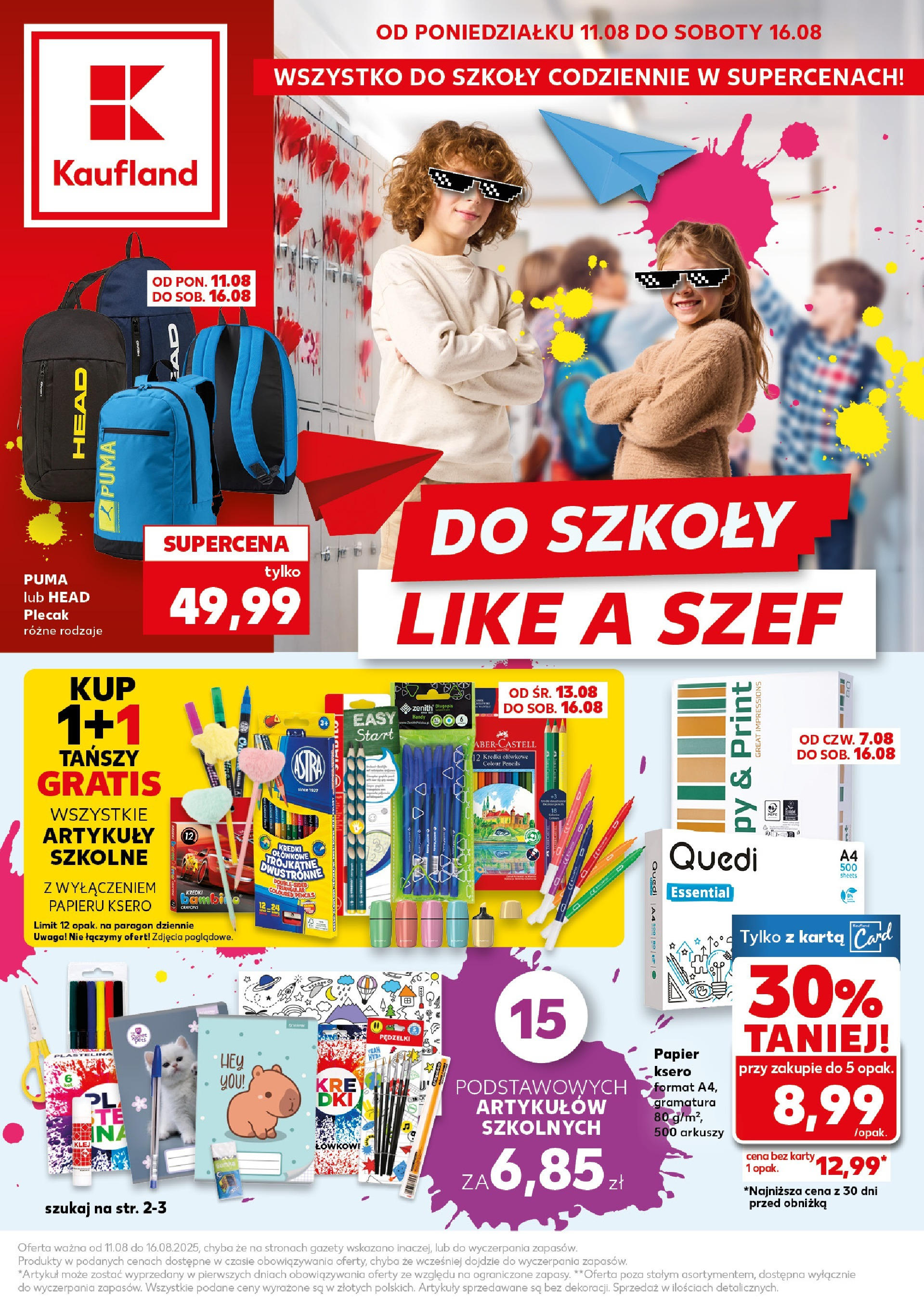 Kaufland gazetka - Do Szkoły Like A Szef od 11.08.2025 - od jutra PDF | Strona: 1 | Produkty: Karta, Plecak, Artykuły szkolne