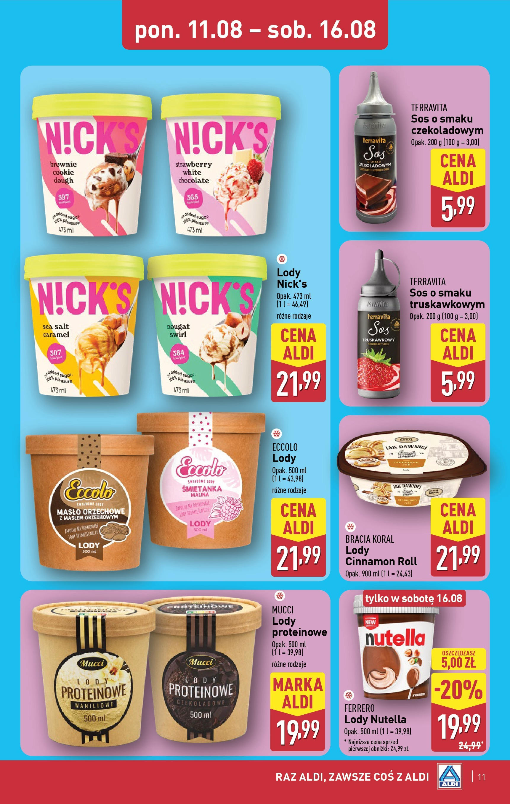 Aldi Gazetka od 11.08.2025 - Ulotka PDF, promocje | Strona: 11 | Produkty: Masło orzechowe, Nutella, Masło, Lody