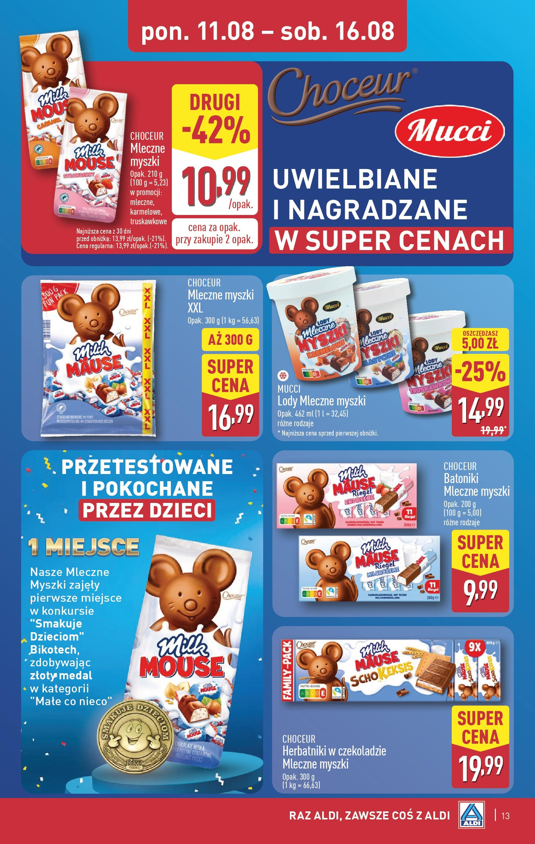 Aldi Gazetka od 11.08.2025 - Ulotka PDF, promocje | Strona: 13 | Produkty: Herbatniki, Lody