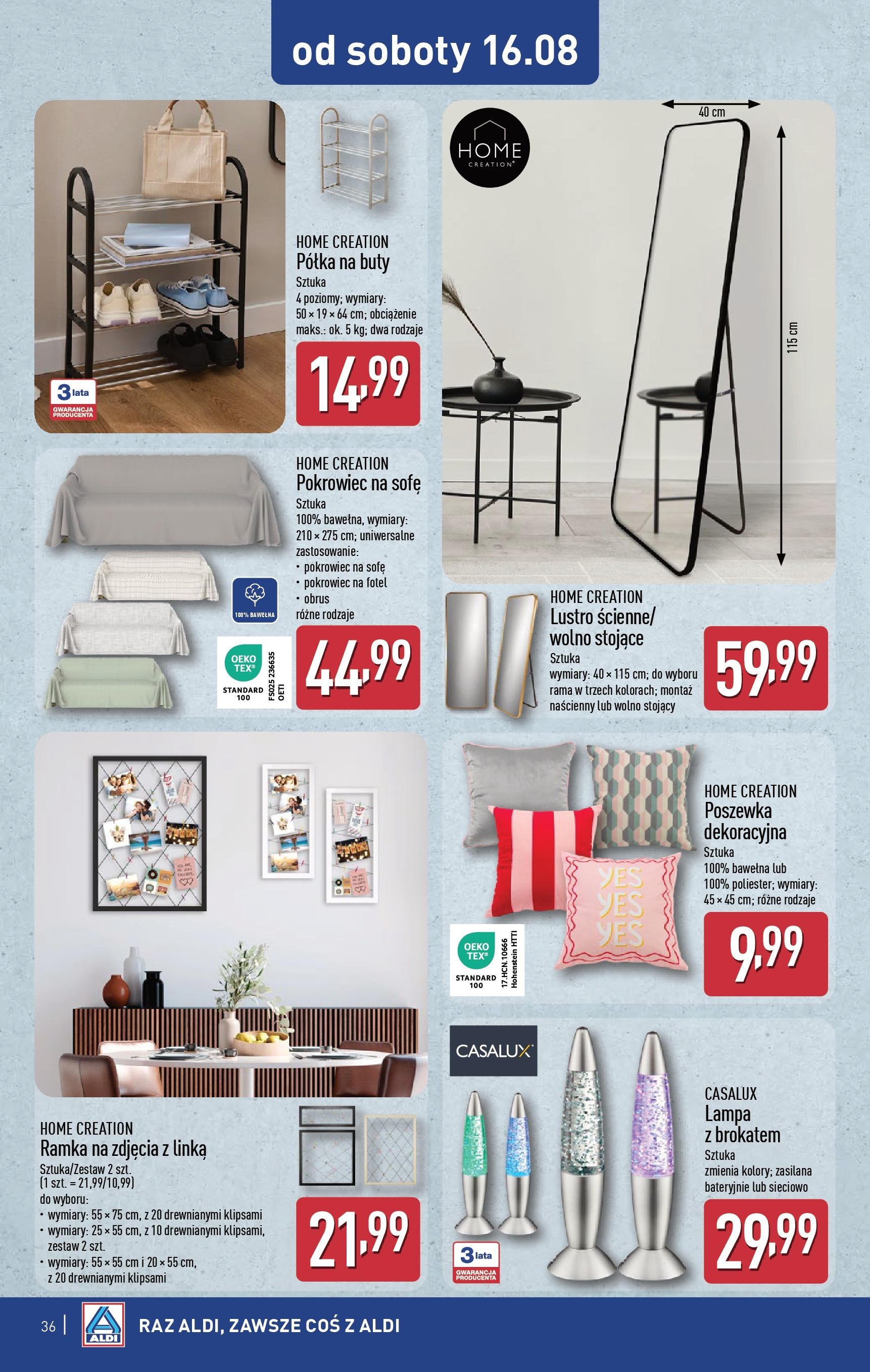 Aldi Gazetka od 11.08.2025 - Ulotka PDF, promocje | Strona: 36 | Produkty: Buty, Fotel, Półka, Lampa