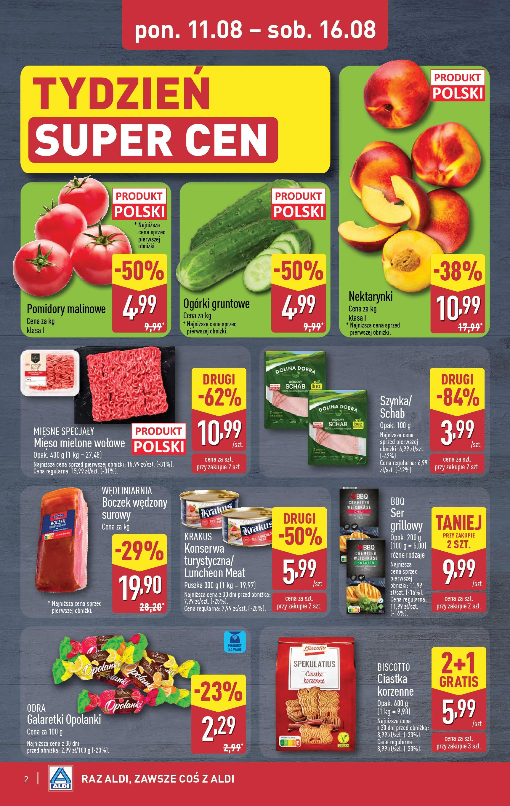 Aldi Gazetka - Okazje na weekend od 13.08.2025 | Nowa PDF gazetka | Strona: 2 | Produkty: Galaretki, Schab, Ciastka, Ogórki Aldi Gazetka - Okazje na weekend od 13.08.2025 - Ulotka PDF, promocje | Strona: 2 | Produkty: Galaretki, Schab, Ciastka, Ogórki