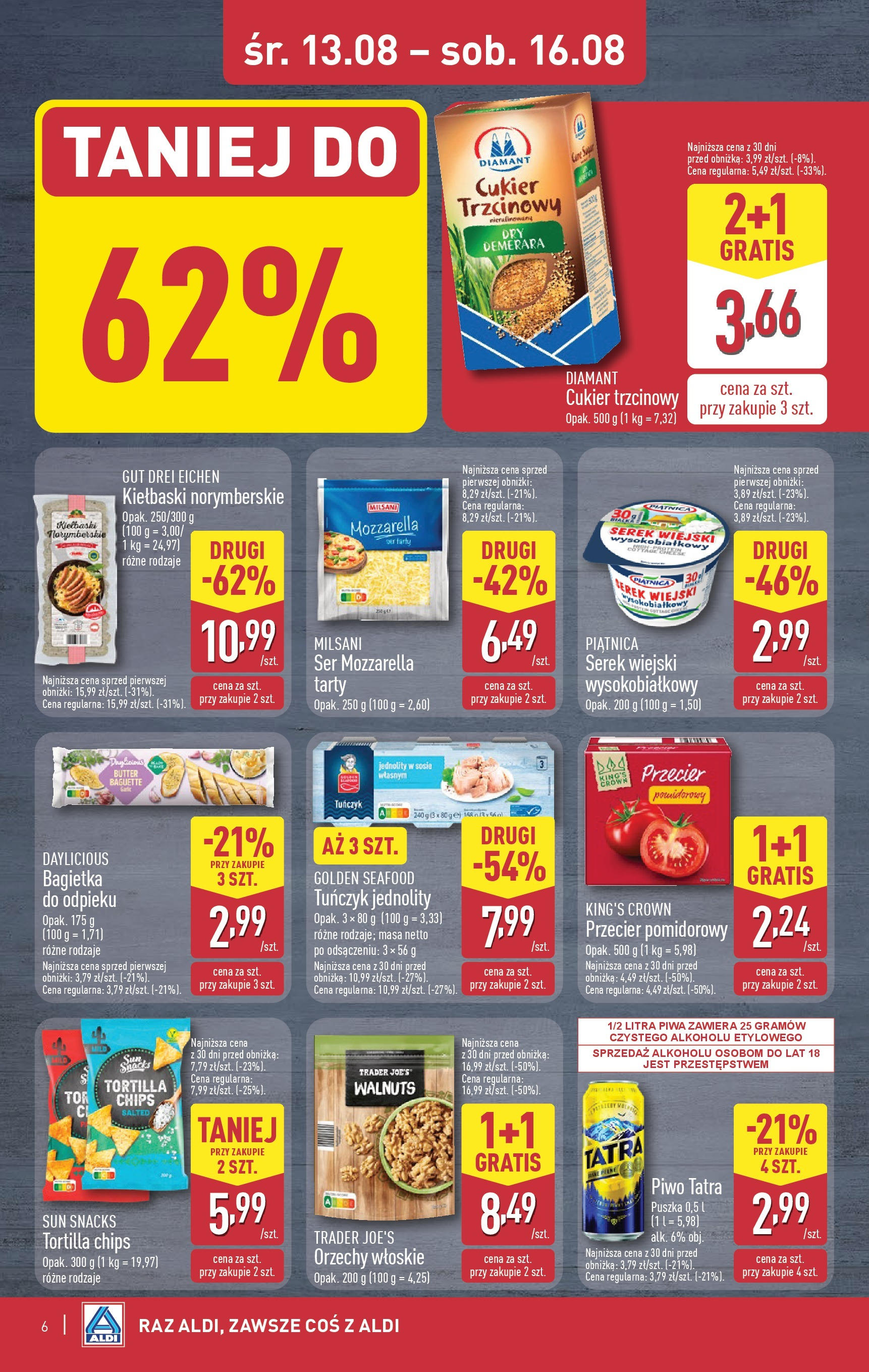 Aldi Gazetka - Okazje na weekend od 13.08.2025 | Nowa PDF gazetka | Strona: 6 | Produkty: Serek, Przecier pomidorowy, Ser, Piwo Aldi Gazetka - Okazje na weekend od 13.08.2025 - Ulotka PDF, promocje | Strona: 6 | Produkty: Serek, Przecier pomidorowy, Ser, Piwo