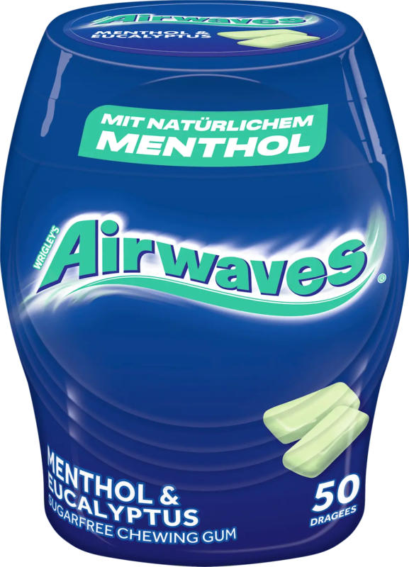 Airwaves Kaugummi, Menthol & Eukalyptus (50 Stück)
