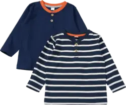 ALANA Langarmshirts mit Ringel-Muster & Knopfleiste, blau, Gr. 104