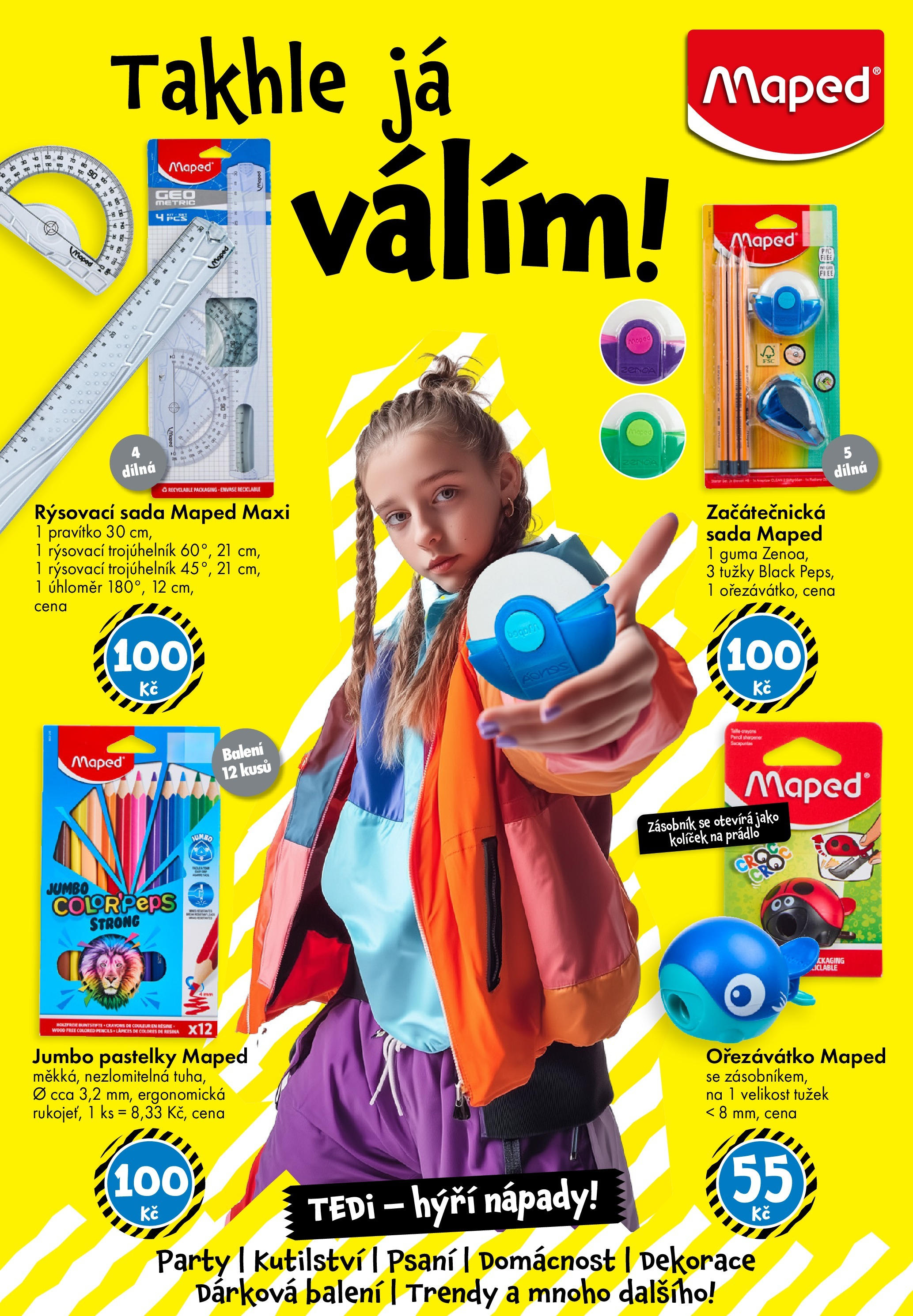 TEDi leták od 15.08.2025 - akční nabídka | Strana: 8 | Produkty: Pastelky, Pravítko, Zásobník, Ořezávátko