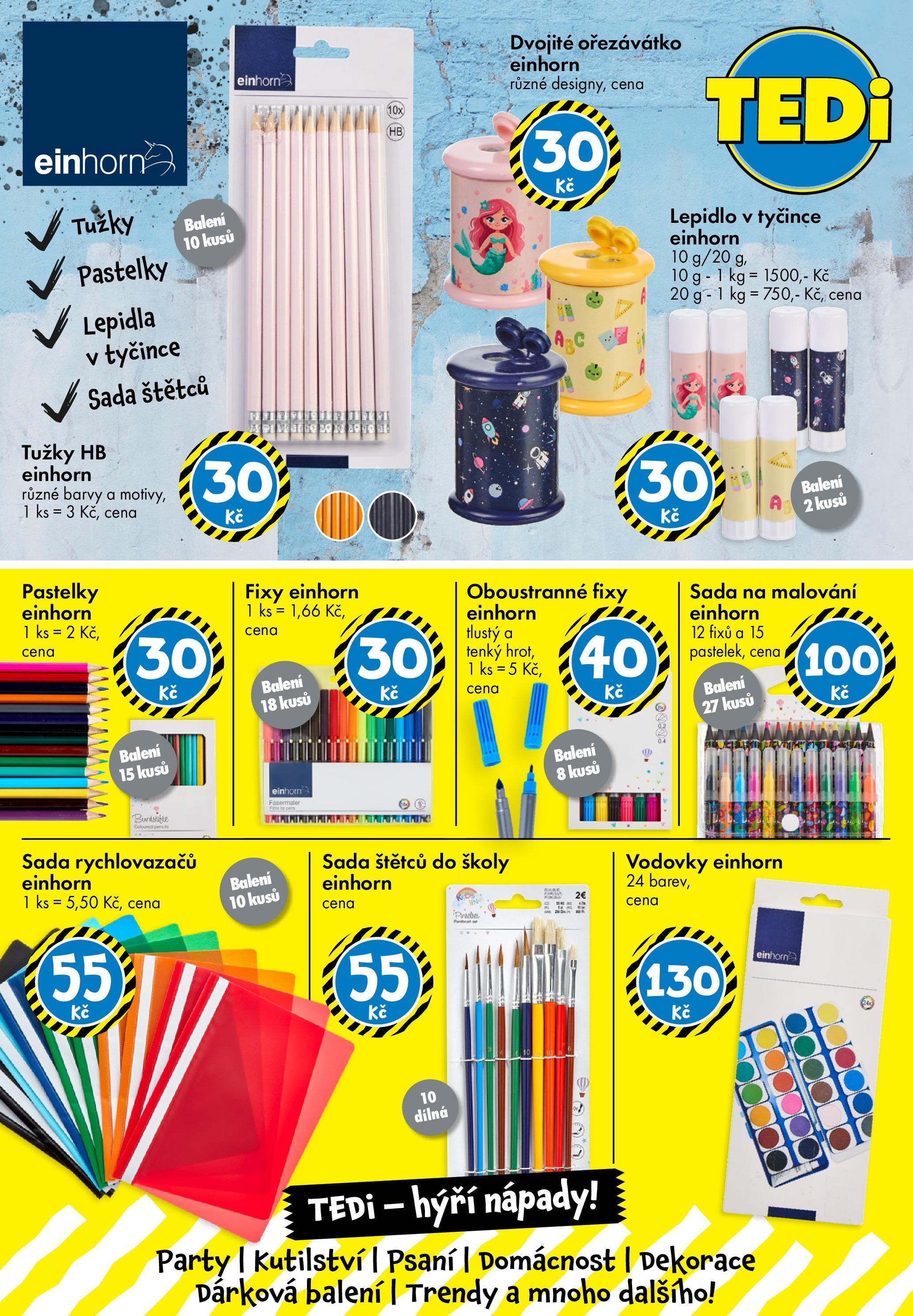 TEDi leták od 15.08.2025 - akční nabídka | Strana: 13 | Produkty: Pastelky, Vodovky, Fixy, Barvy