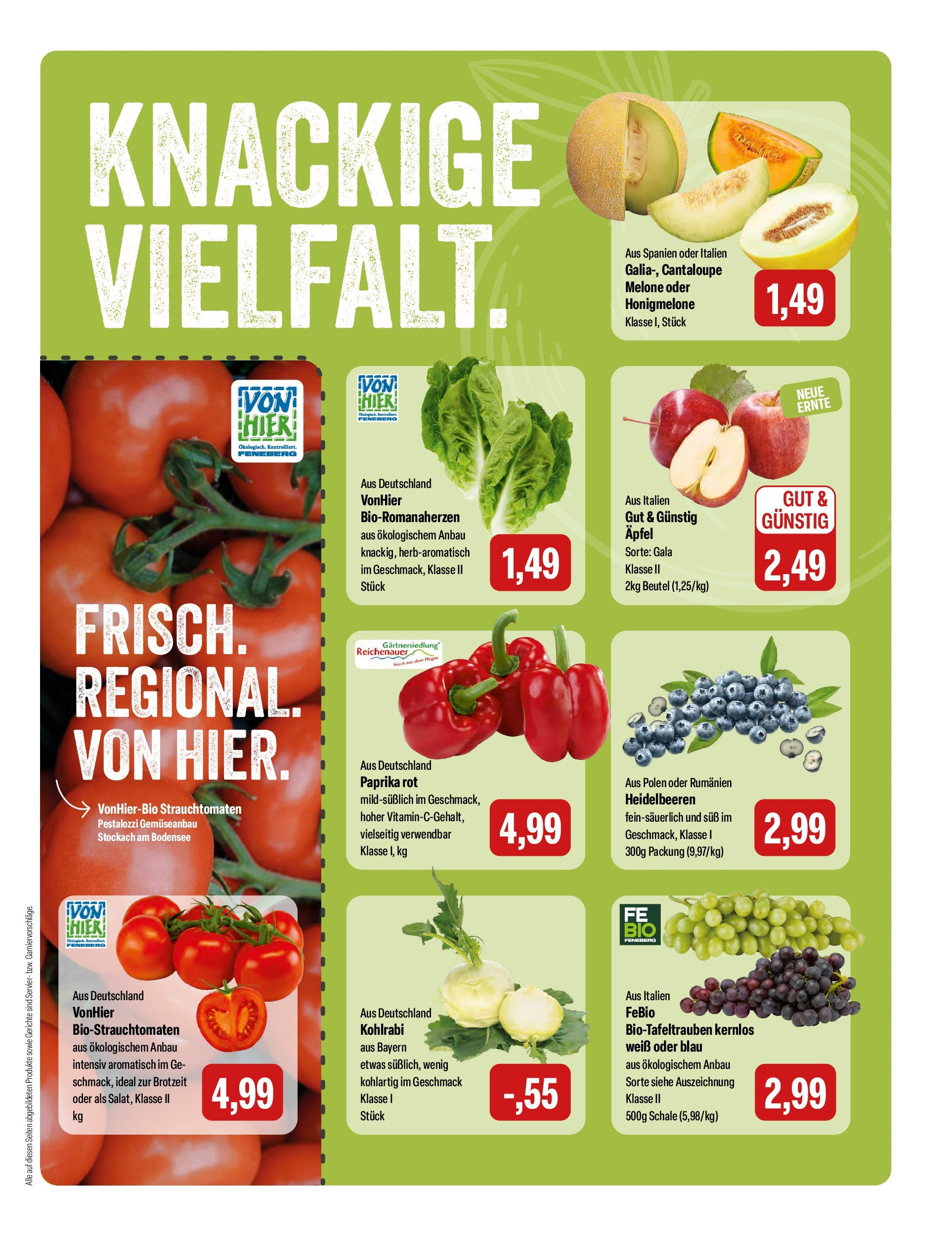 Feneberg - Feneberg: Aktuelle Angebote (ab 20.08.2025) zum Blättern | Seite: 5 | Produkte: Paprika rot, Kohlrabi, Heidelbeeren, Paprika
