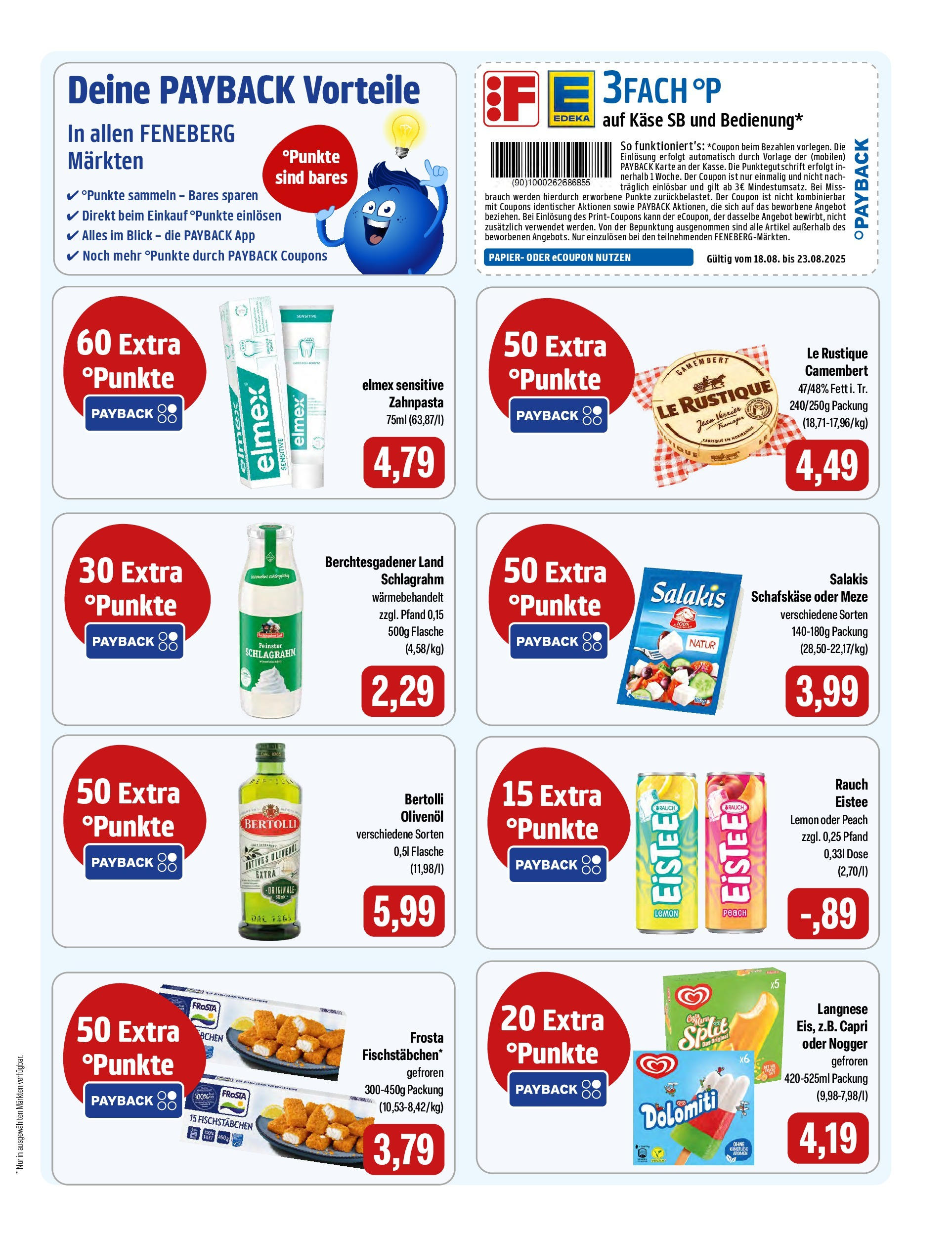 Feneberg - Feneberg: Aktuelle Angebote (ab 20.08.2025) zum Blättern | Seite: 9 | Produkte: Langnese, Zahnpasta, Salakis, Schafskase