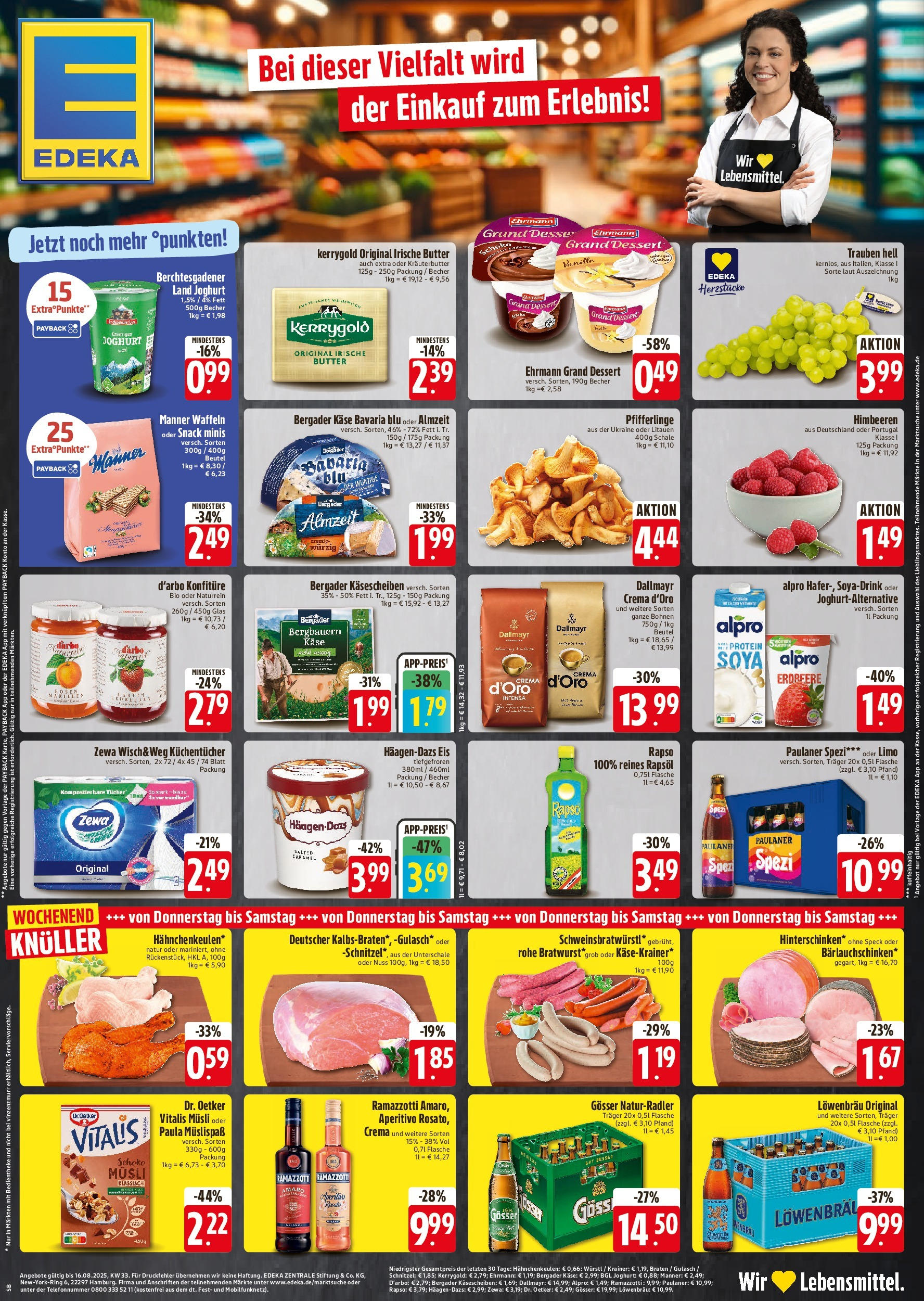 Edeka prospekt Rötz (ab 13.08.2025) » Angebote Online | Seite: 1 | Produkte: Himbeeren, Butter, Paulaner spezi, Eis Edeka prospekt Rötz (ab 13.08.2025) » Angebote Online | Seite: 1 | Produkte: Himbeeren, Butter, Paulaner spezi, Eis