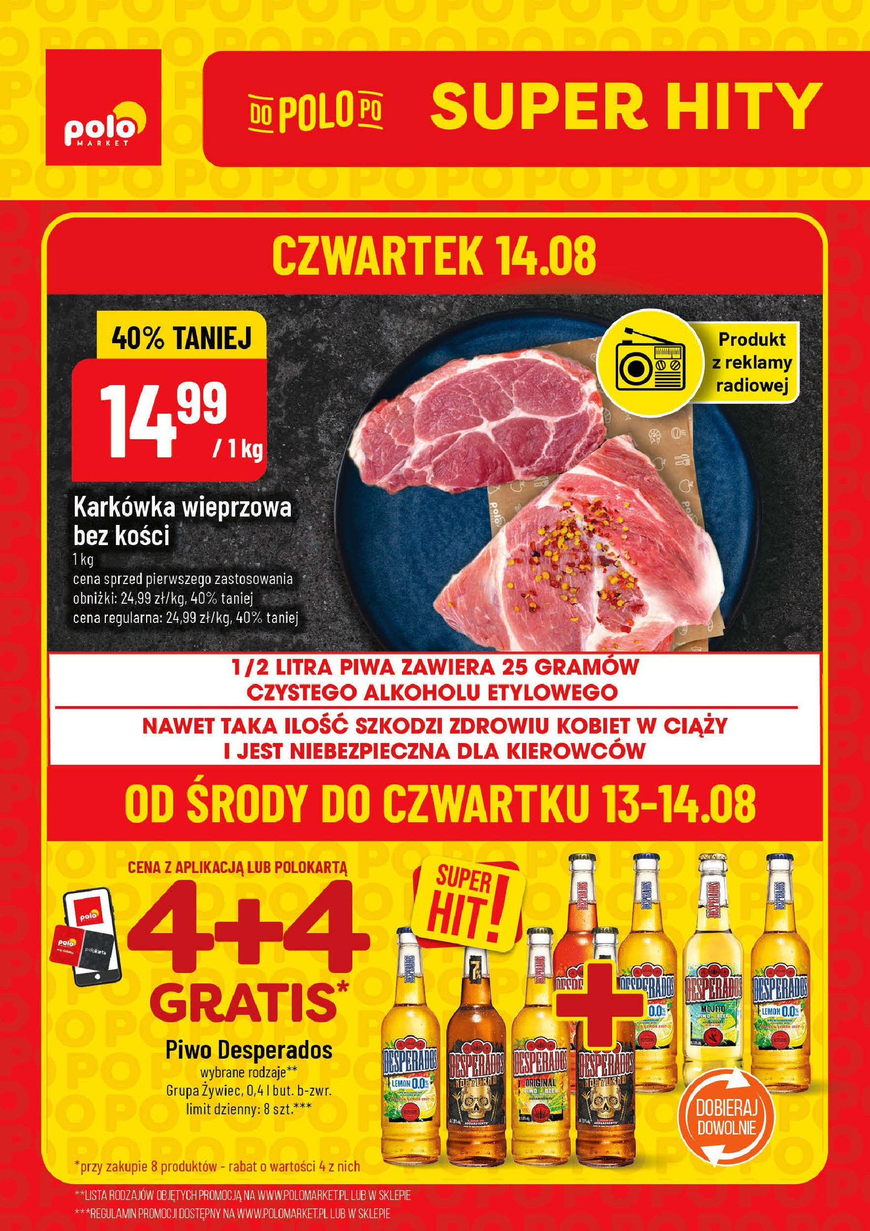 POLOmarket gazetka od jutra (13.08.2025) | Nowa PDF | Strona: 1 | Produkty: Karkówka, Karkówka wieprzowa, Piwo Desperados, Piwo POLOmarket gazetka od jutra (13.08.2025) - Nowa PDF | Strona: 1 | Produkty: Karkówka, Karkówka wieprzowa, Piwo Desperados, Piwo