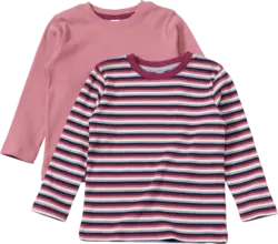 ALANA Langarmshirts mit Ripp-Struktur + Ringel-Muster, rosa, Gr. 104