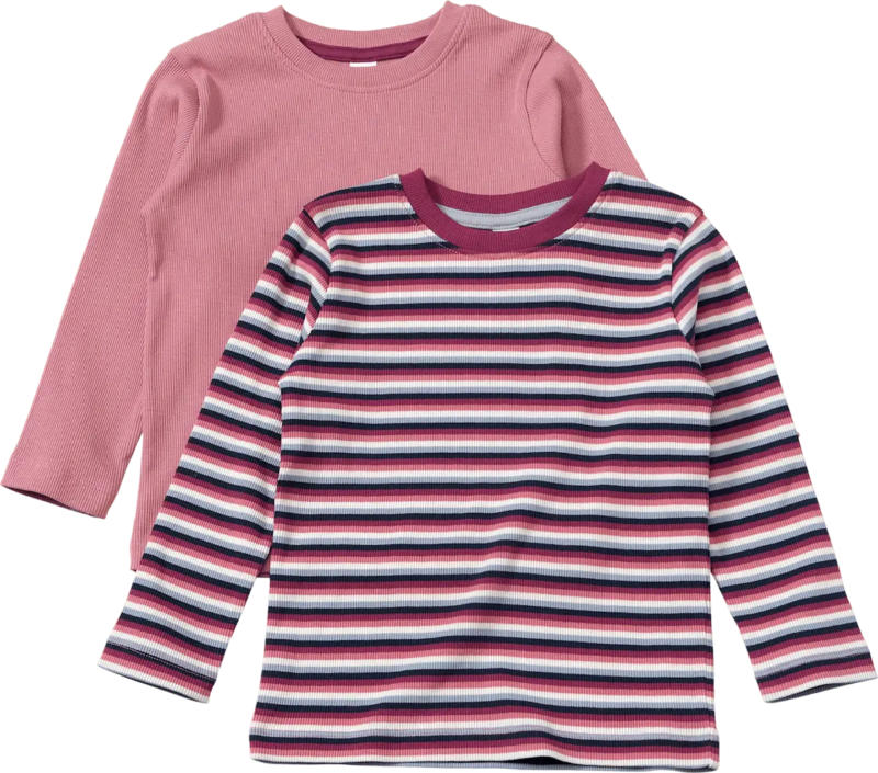 ALANA Langarmshirts mit Ripp-Struktur + Ringel-Muster, rosa, Gr. 122