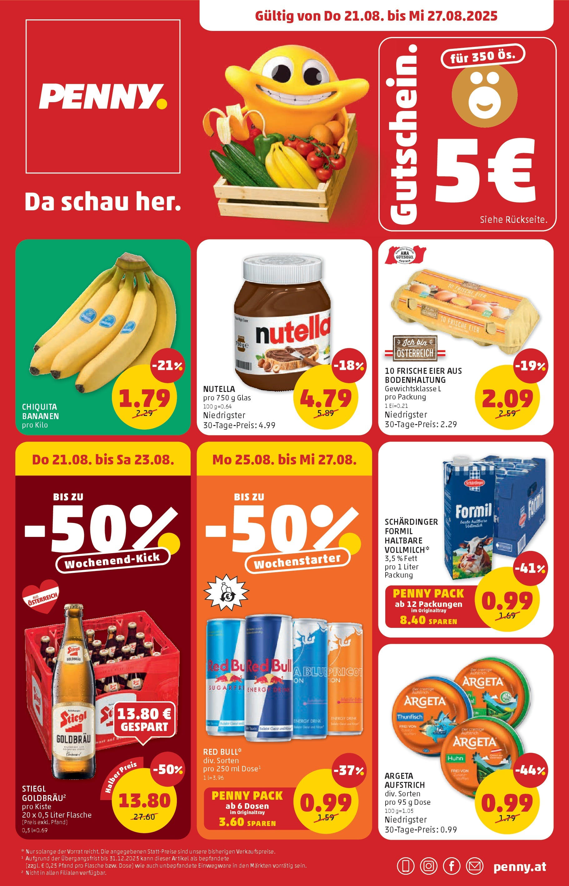  PENNY Flugblatt 20.08.2025 - Angebote "PENNY: Die ganze Woche sparen." - Seite 1