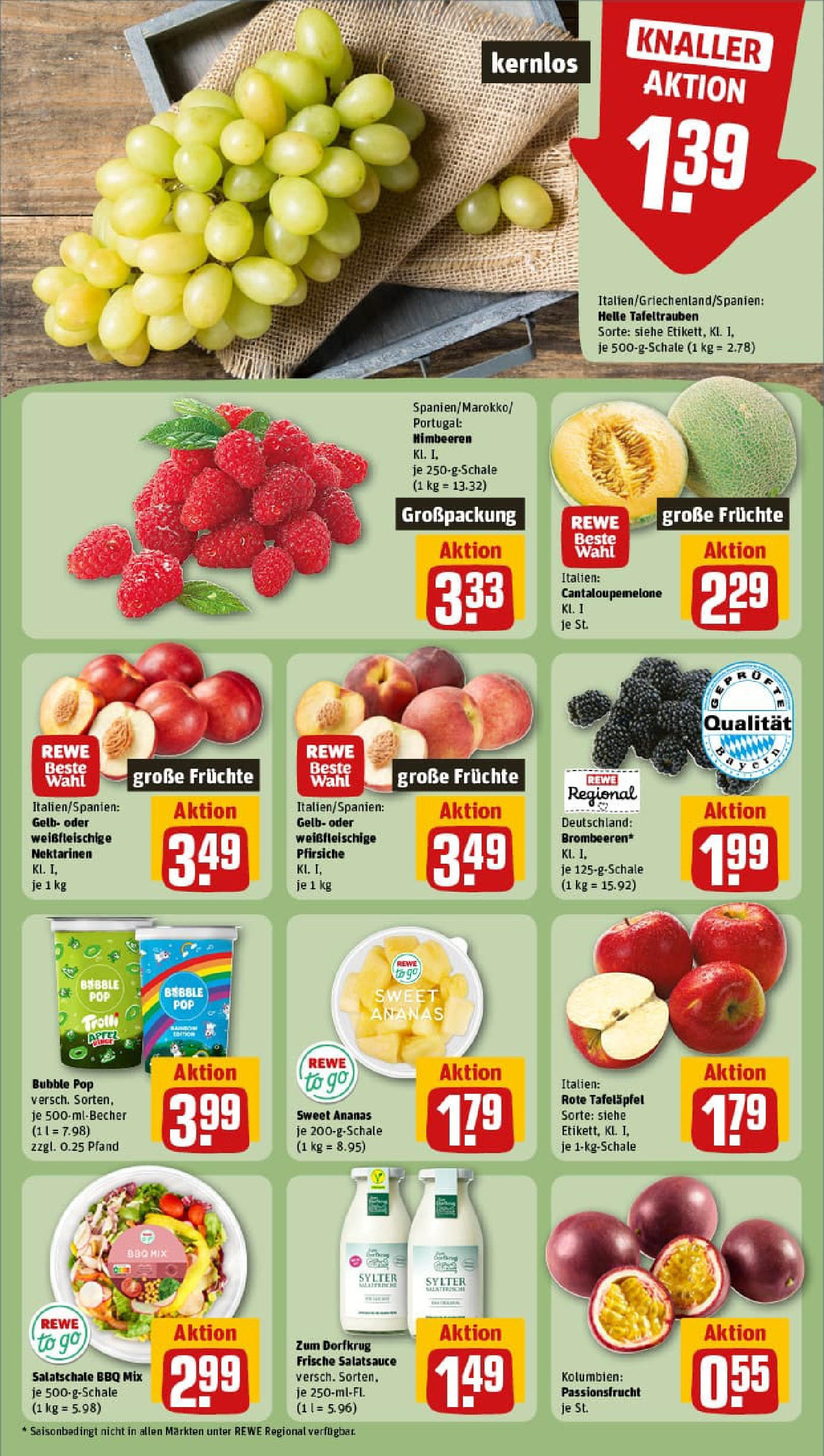 REWE Prospekt ab 17.08.2025 zum Blättern » Angebote | Seite: 6 | Produkte: Himbeeren, Nektarinen, Dressing, Ananas