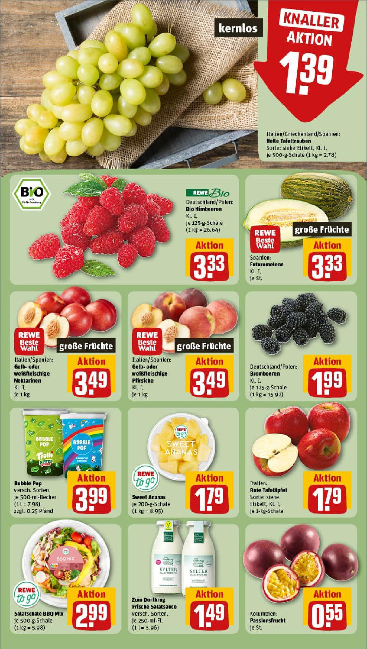 REWE Prospekt ab 17.08.2025 zum Blättern » Angebote | Seite: 6 | Produkte: Himbeeren, Nektarinen, Dressing, Ananas REWE Prospekt ab 17.08.2025 zum Blättern » Angebote | Seite: 6 | Produkte: Himbeeren, Nektarinen, Dressing, Ananas