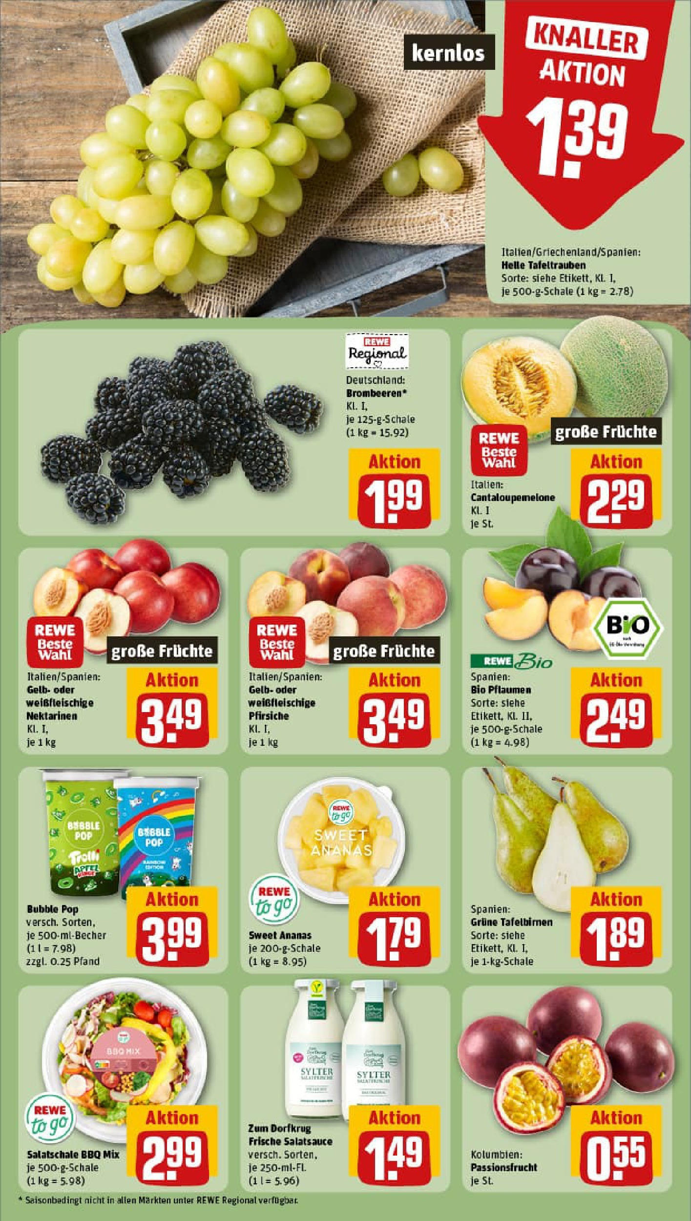 REWE Prospekt ab 17.08.2025 zum Blättern » Angebote | Seite: 8 | Produkte: Pflaumen, Nektarinen, Dressing, Ananas REWE Prospekt ab 17.08.2025 zum Blättern » Angebote | Seite: 8 | Produkte: Pflaumen, Nektarinen, Dressing, Ananas