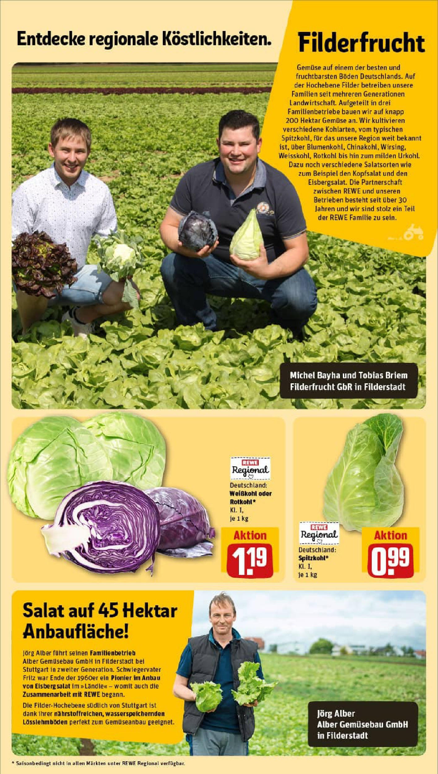 REWE Prospekt ab 17.08.2025 zum Blättern » Angebote | Seite: 10 | Produkte: Rotkohl, Eisbergsalat, Gemüse, Salat REWE Prospekt ab 17.08.2025 zum Blättern » Angebote | Seite: 10 | Produkte: Rotkohl, Eisbergsalat, Gemüse, Salat