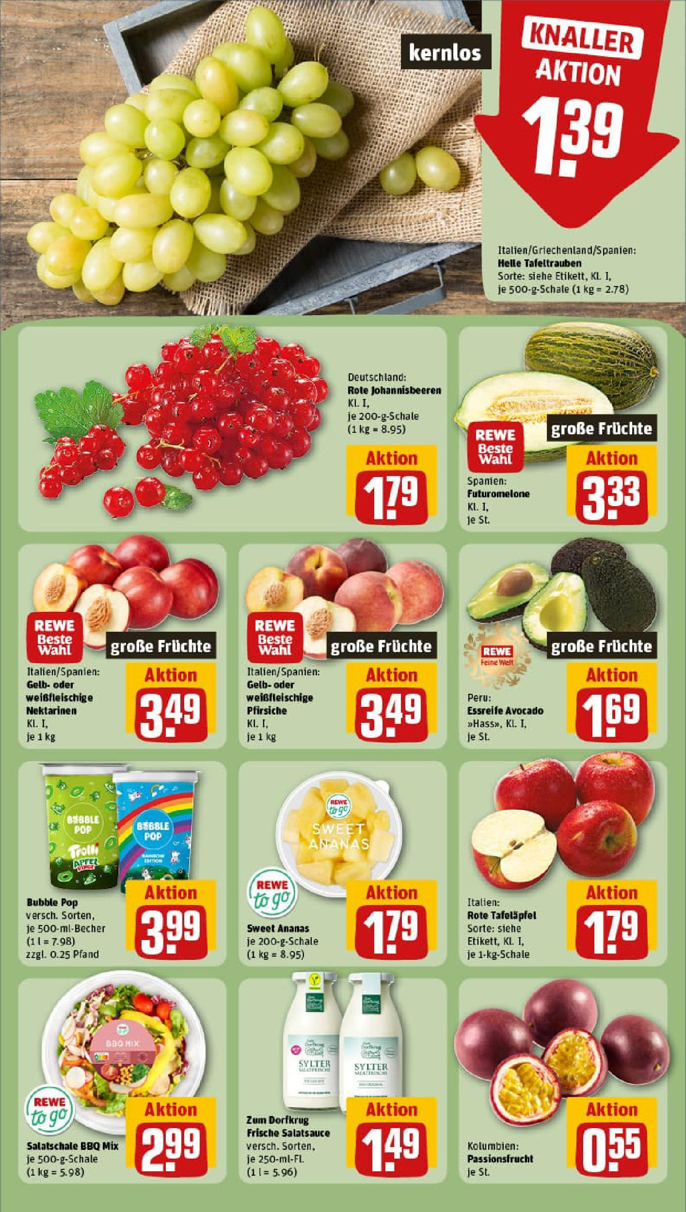 REWE Prospekt ab 17.08.2025 zum Blättern » Angebote | Seite: 6 | Produkte: Nektarinen, Dressing, Ananas, Avocado REWE Prospekt ab 17.08.2025 zum Blättern » Angebote | Seite: 6 | Produkte: Nektarinen, Dressing, Ananas, Avocado