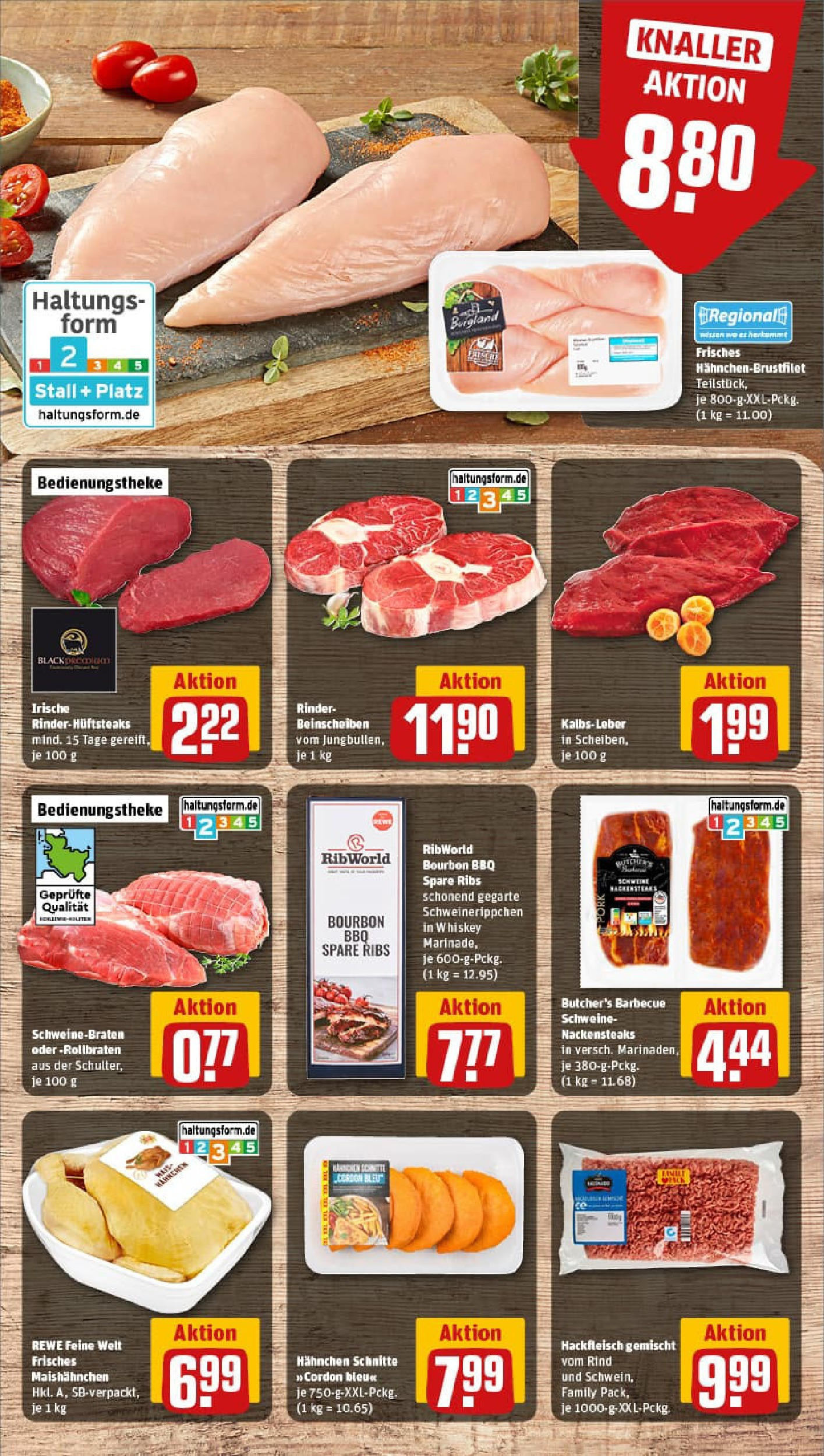 REWE Prospekt ab 17.08.2025 zum Blättern » Angebote | Seite: 8 | Produkte: Hahnchen, Spare ribs, Kalbsleber, Hackfleisch REWE Prospekt ab 17.08.2025 zum Blättern » Angebote | Seite: 8 | Produkte: Hahnchen, Spare ribs, Kalbsleber, Hackfleisch