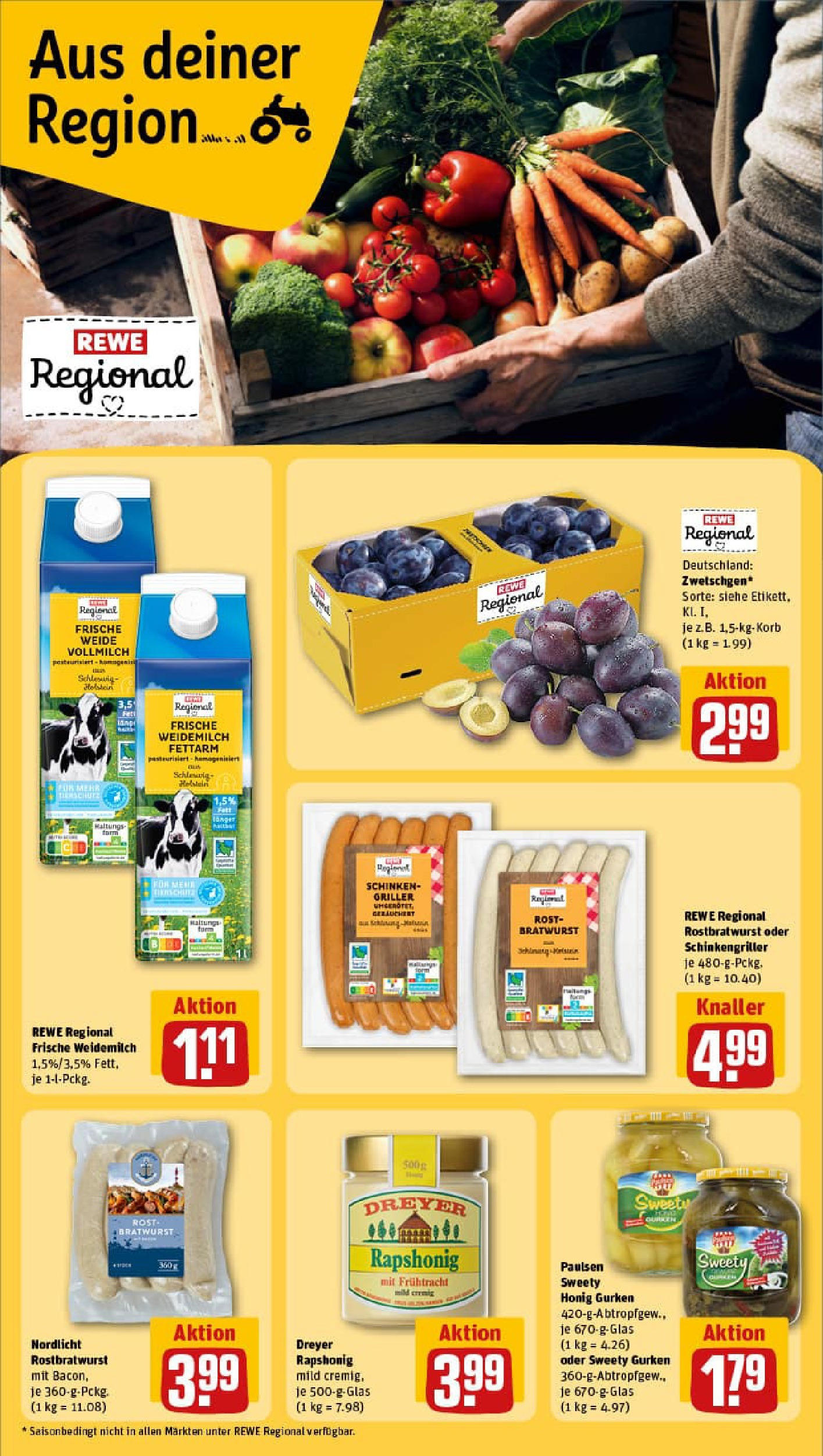 REWE Prospekt ab 17.08.2025 zum Blättern » Angebote | Seite: 27 | Produkte: Bratwurst, Schinken, Griller, Gurken REWE Prospekt ab 17.08.2025 zum Blättern » Angebote | Seite: 27 | Produkte: Bratwurst, Schinken, Griller, Gurken