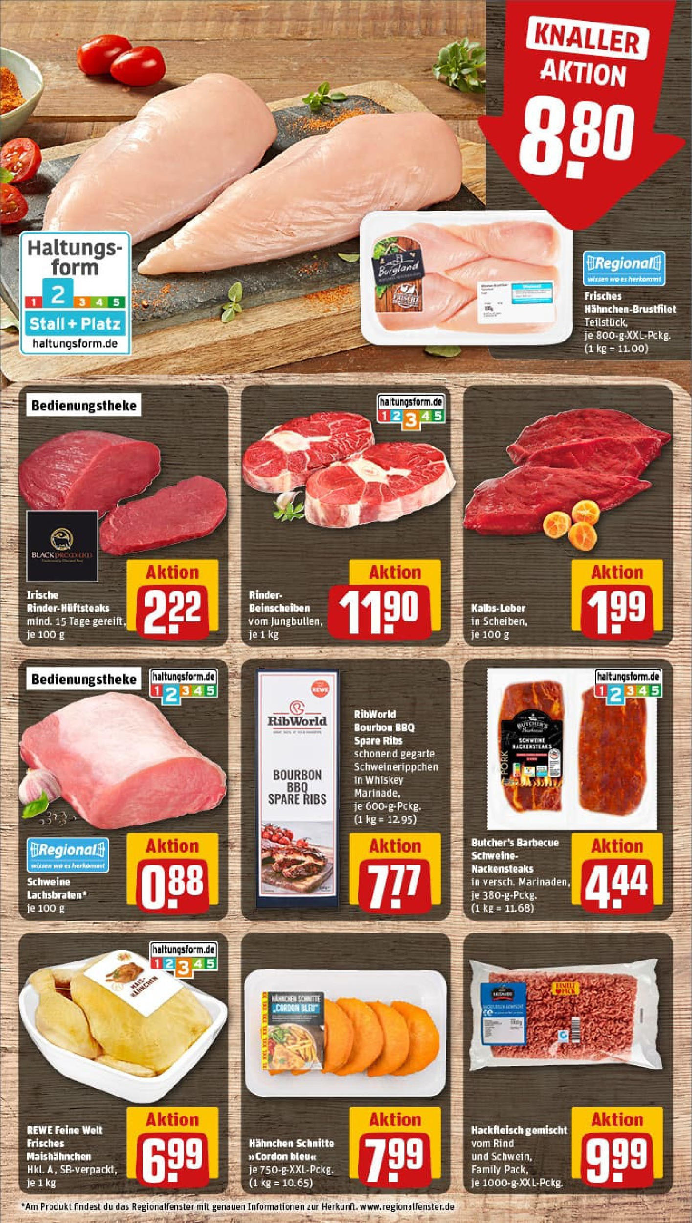 REWE Prospekt ab 17.08.2025 zum Blättern » Angebote | Seite: 8 | Produkte: Hahnchen, Spare ribs, Steak, Bourbon REWE Prospekt ab 17.08.2025 zum Blättern » Angebote | Seite: 8 | Produkte: Hahnchen, Spare ribs, Steak, Bourbon