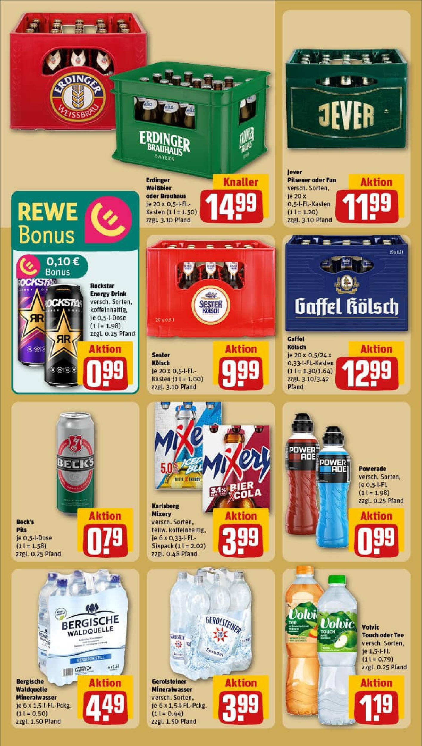 REWE Prospekt ab 17.08.2025 zum Blättern » Angebote | Seite: 16 | Produkte: Weißbier, Mineralwasser, Volvic, Gerolsteiner